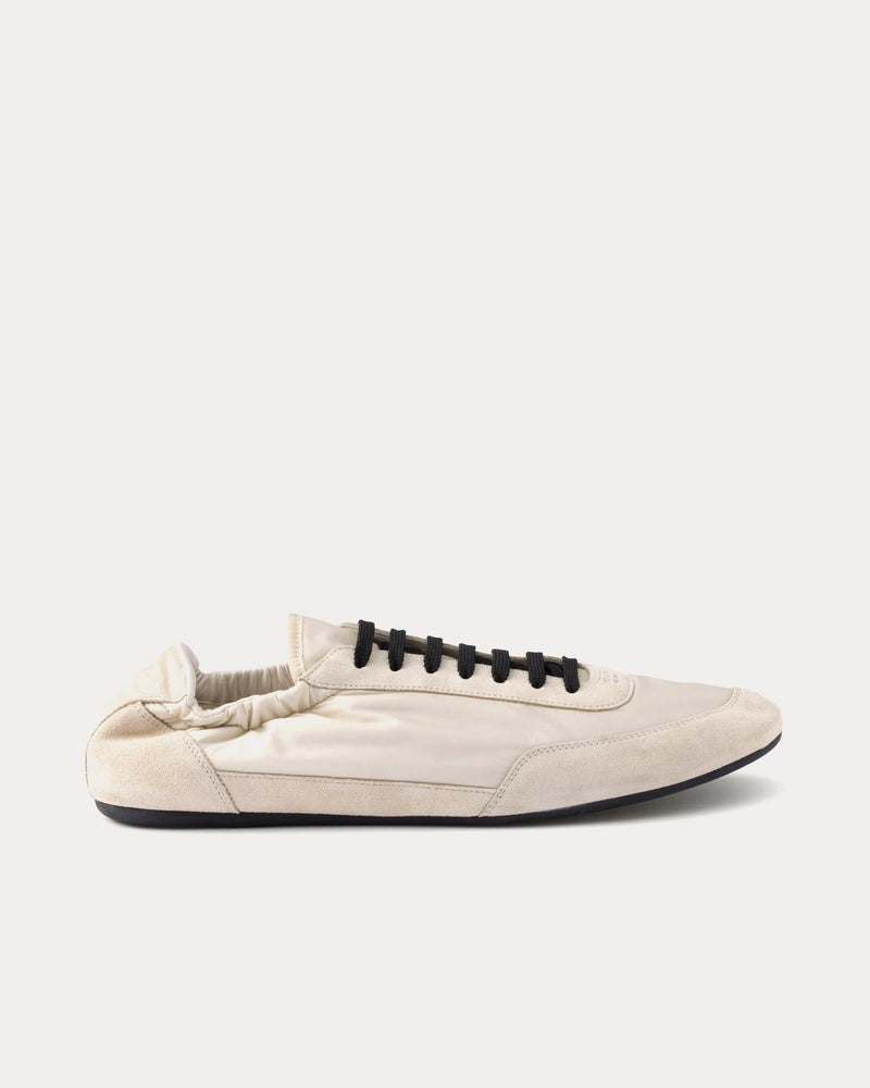 Prada Collapse Re-Nylon & Suede Ivory Low Top Sneakers - 1