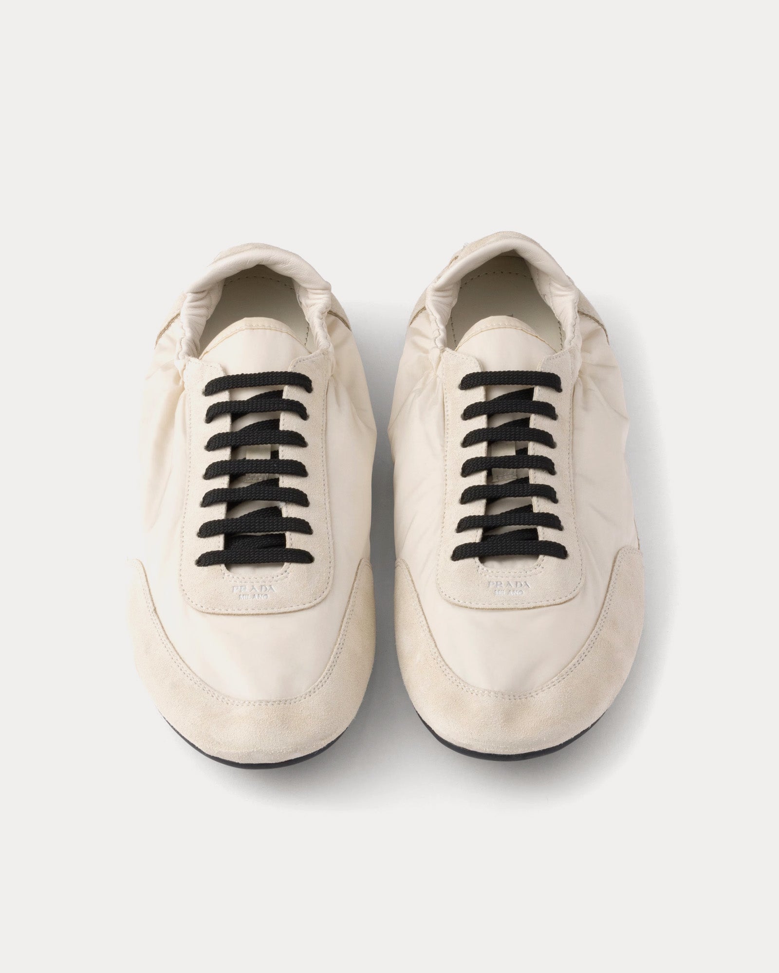 Prada Collapse Re-Nylon & Suede Ivory Low Top Sneakers - 2