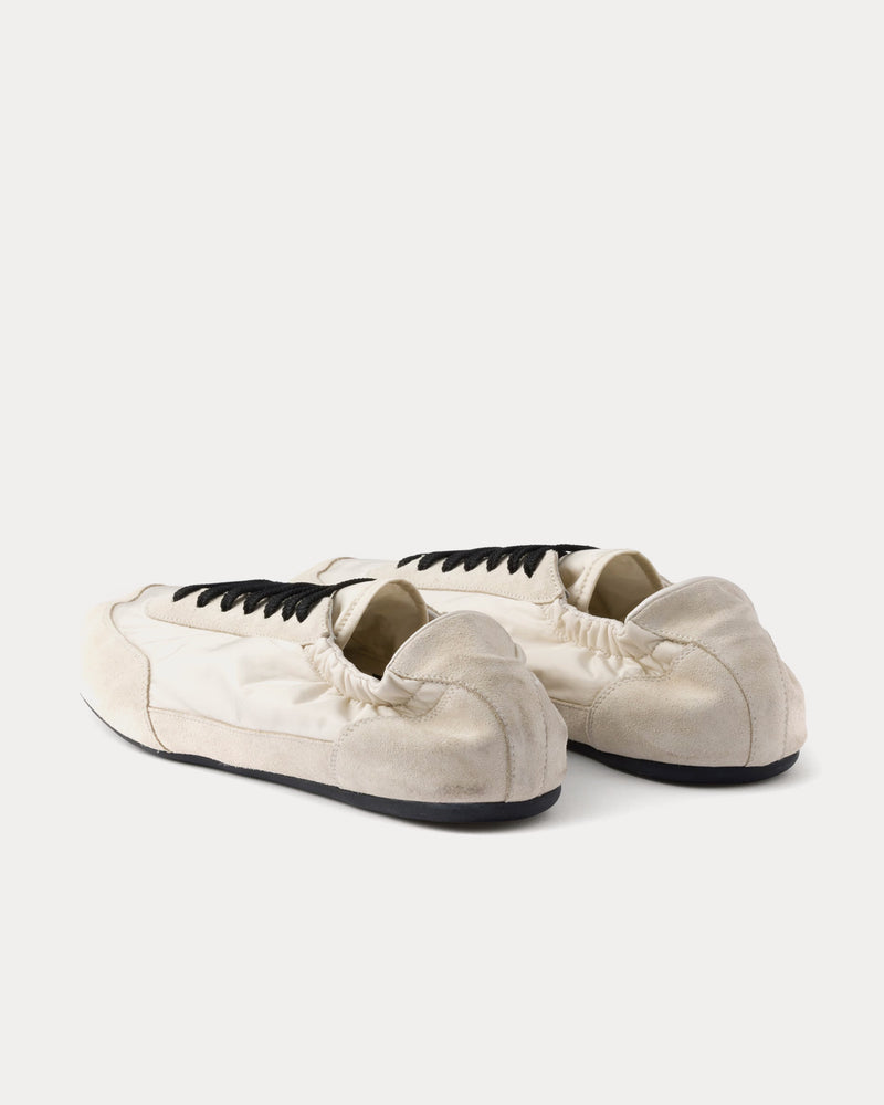 Prada Collapse Re-Nylon & Suede Ivory Low Top Sneakers - 3