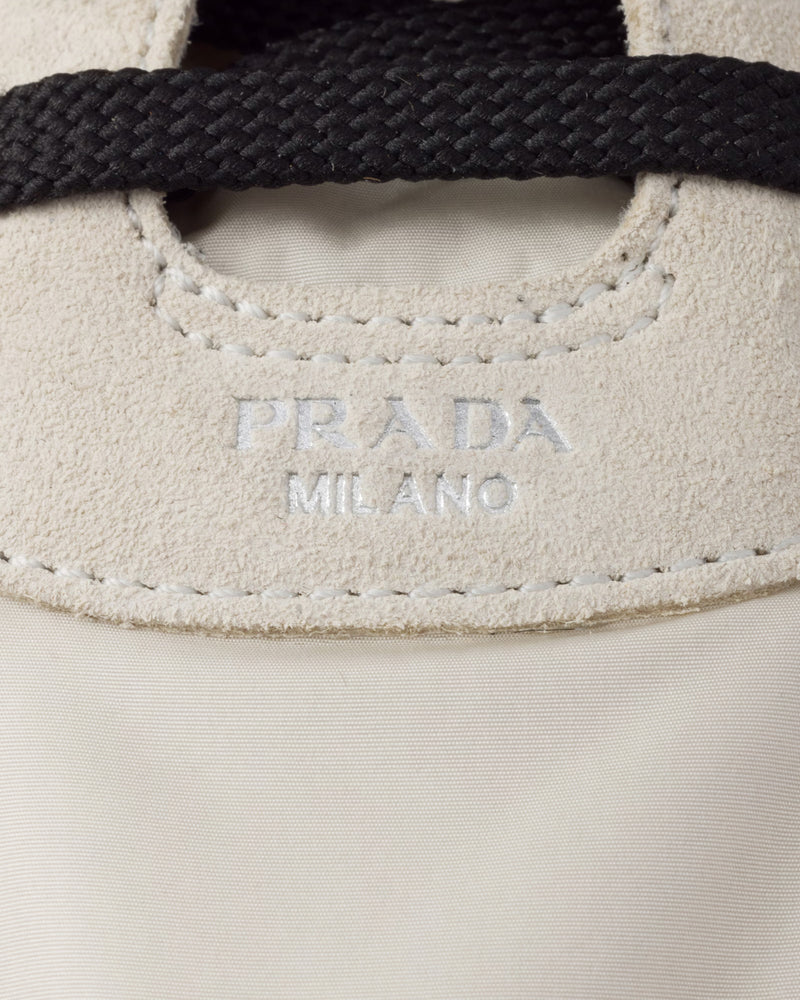 Prada Collapse Re-Nylon & Suede Ivory Low Top Sneakers - 4