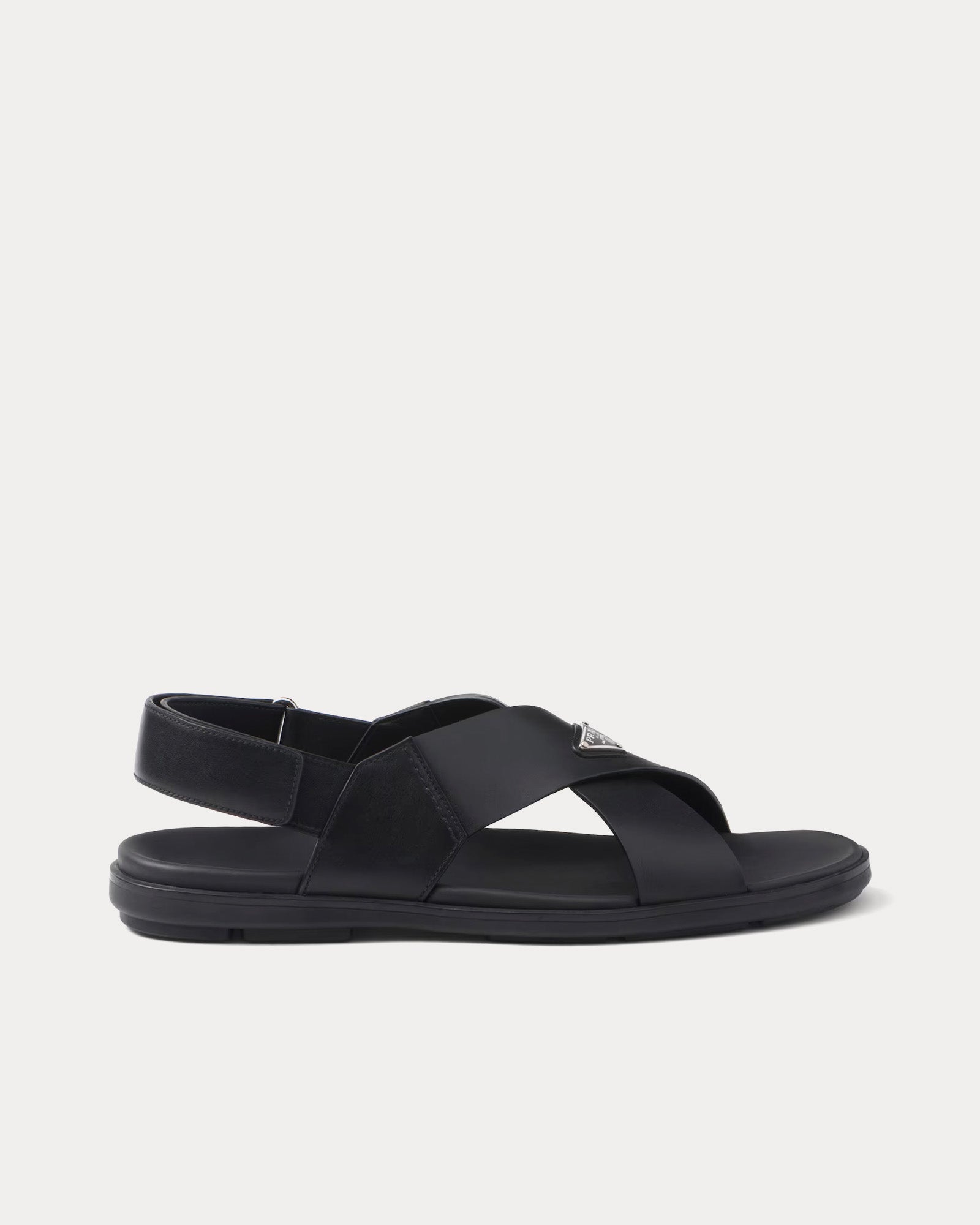 Prada Crisscross Leather Black Sandals - 1