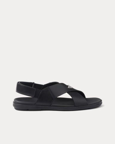 Prada Crisscross Leather Black Sandals