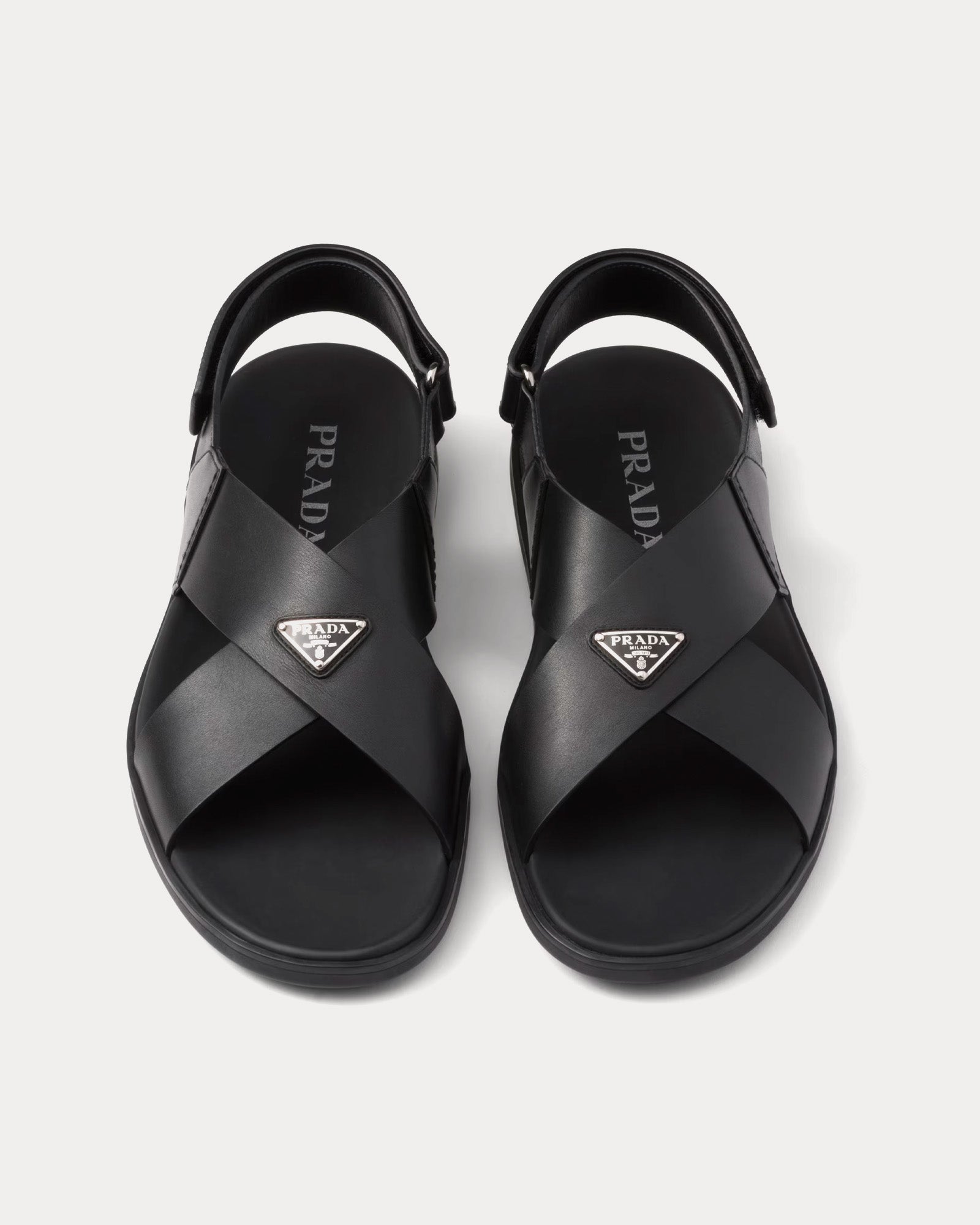 Prada Crisscross Leather Black Sandals - 2