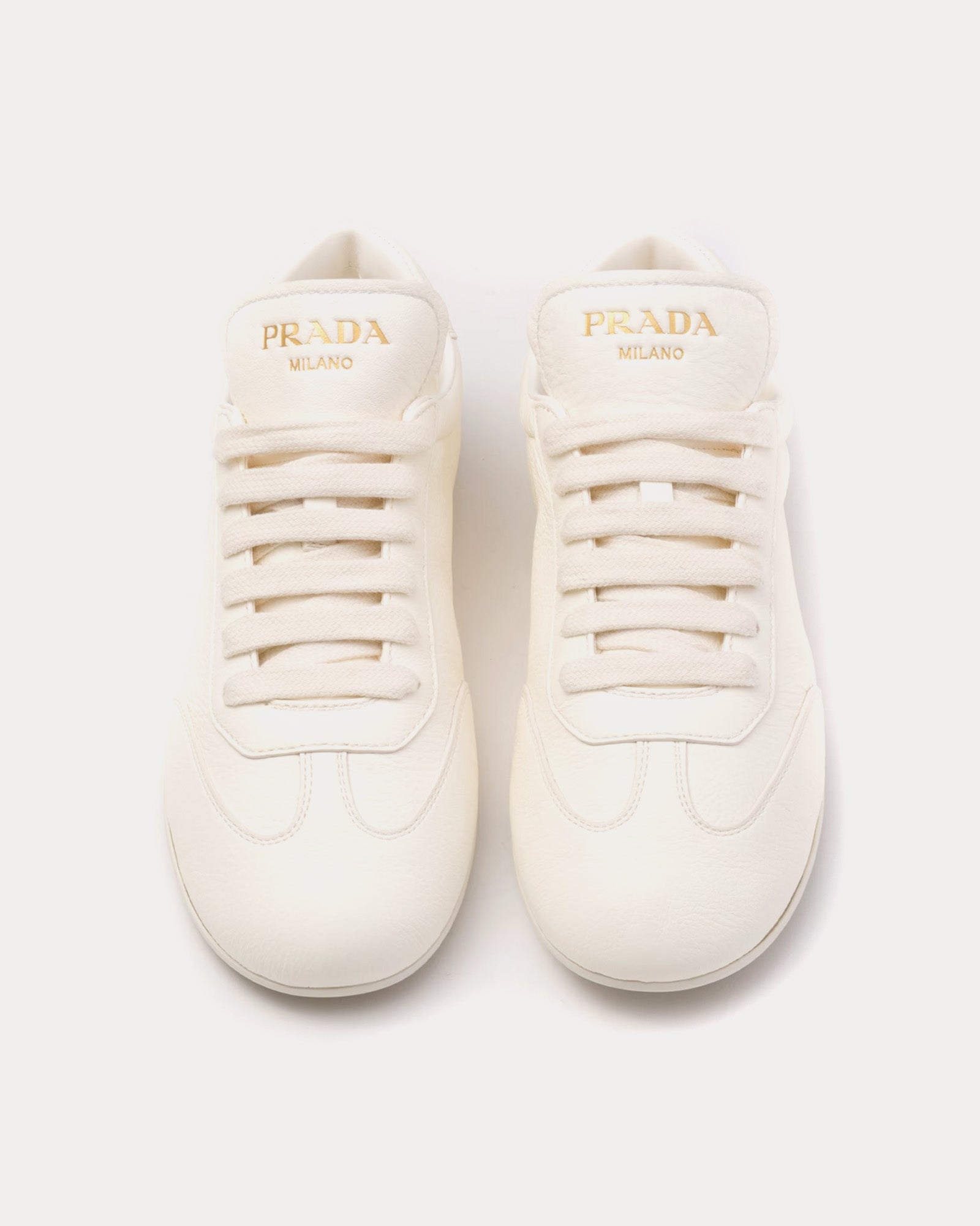 Prada Deer Leather Ivory Low Top Sneakers - 2