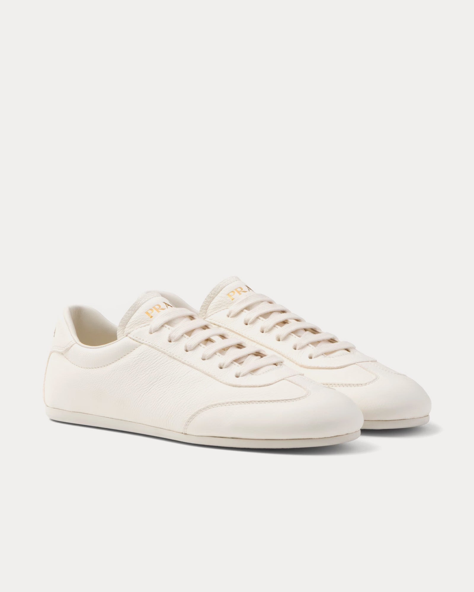 Prada Deer Leather Ivory Low Top Sneakers - 3