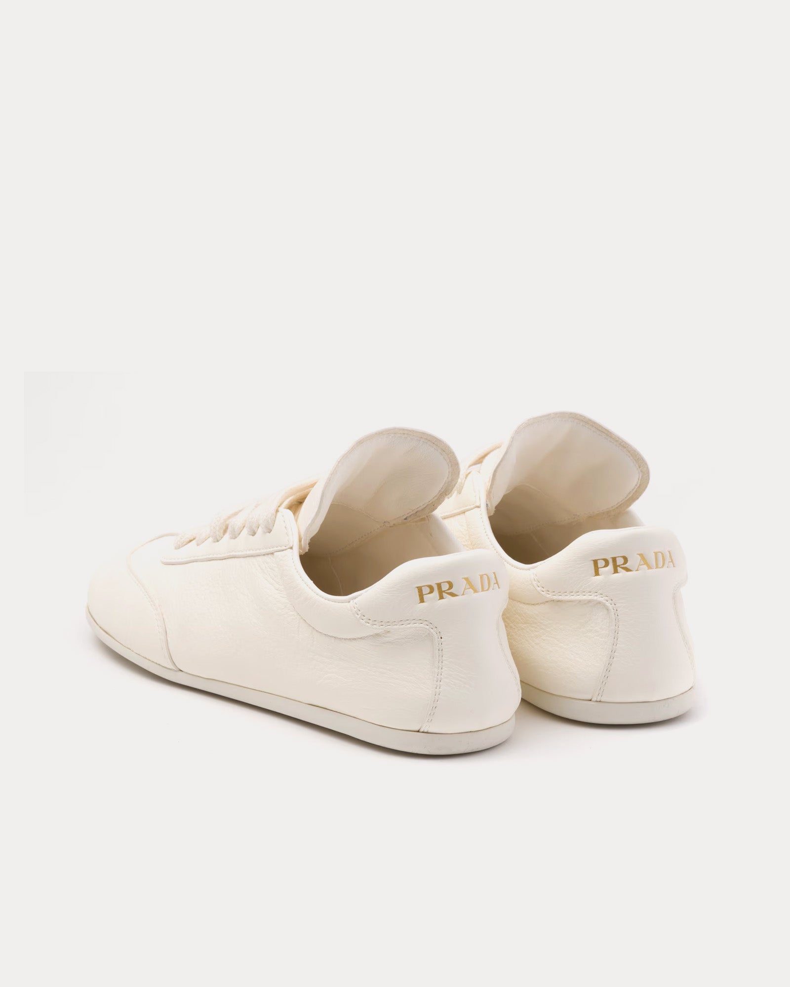 Prada Deer Leather Ivory Low Top Sneakers - 3