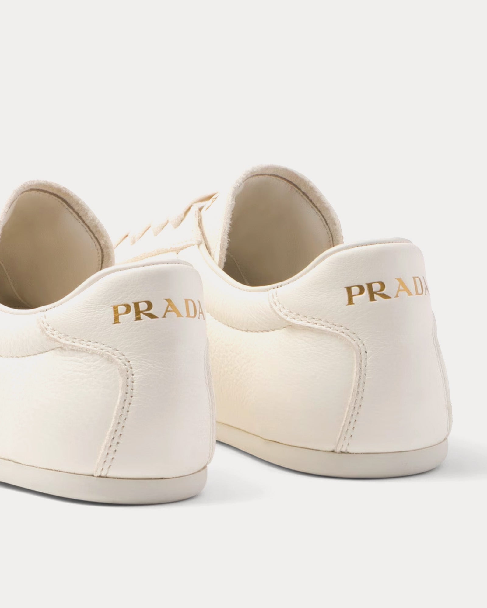 Prada Deer Leather Ivory Low Top Sneakers - 4