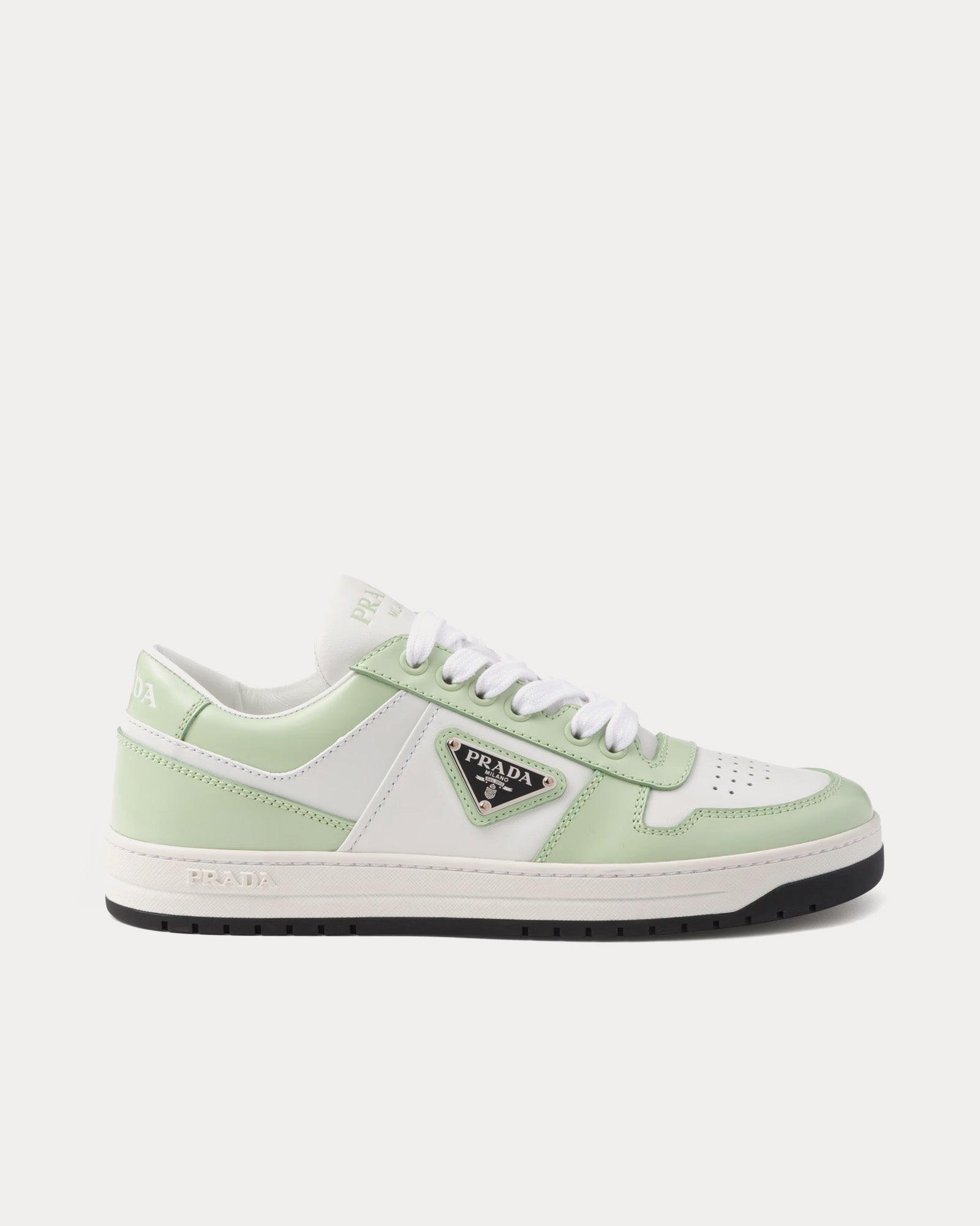 Prada Downtown Leather White / Aqua Low Top Sneakers - 1