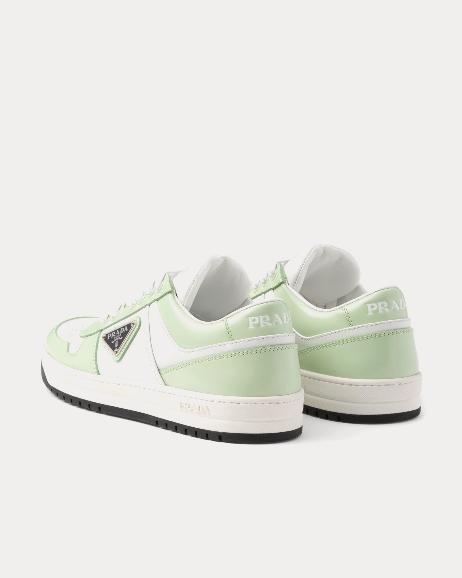 Prada Downtown Leather White / Aqua Low Top Sneakers - 3