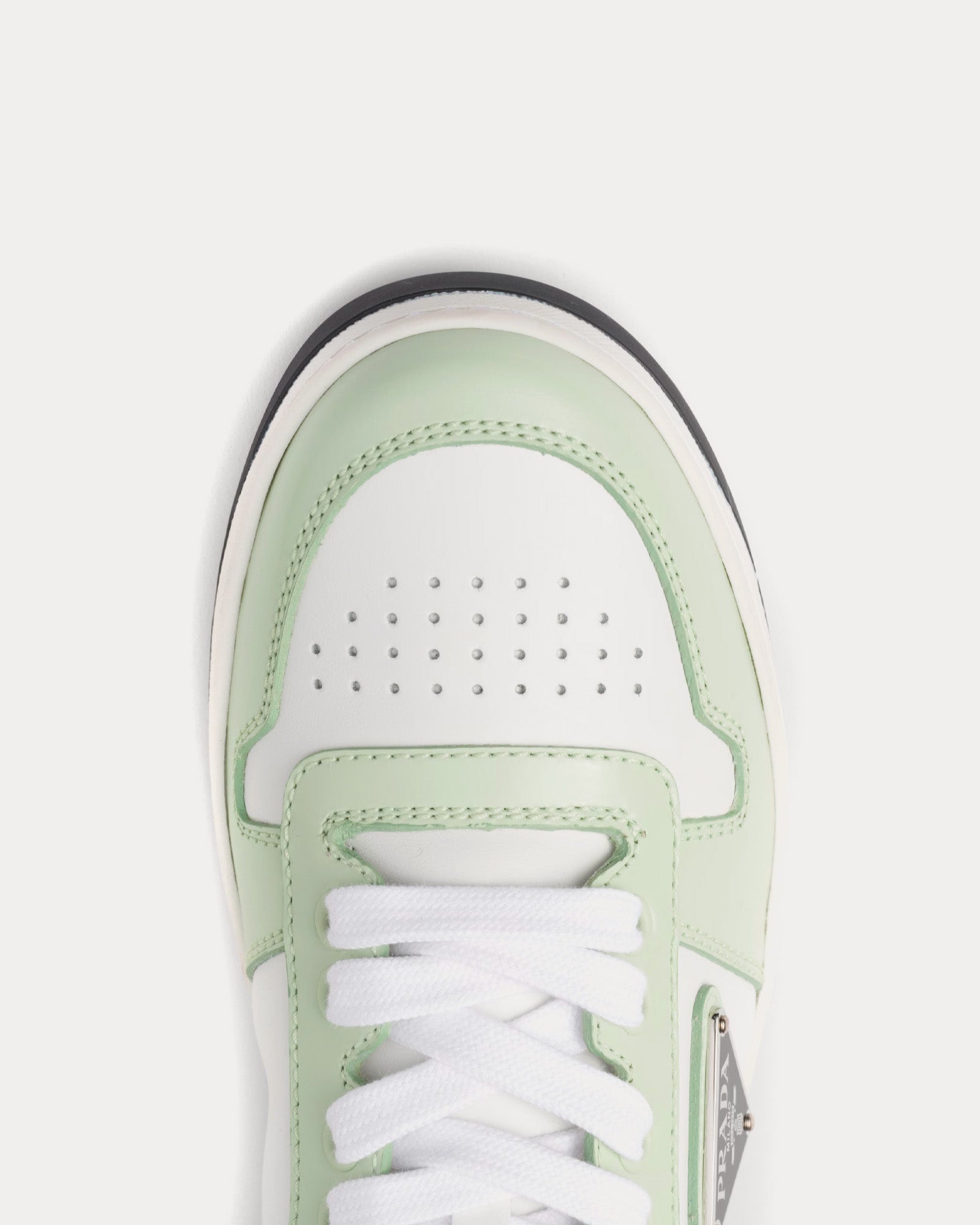 Prada Downtown Leather White / Aqua Low Top Sneakers - 4