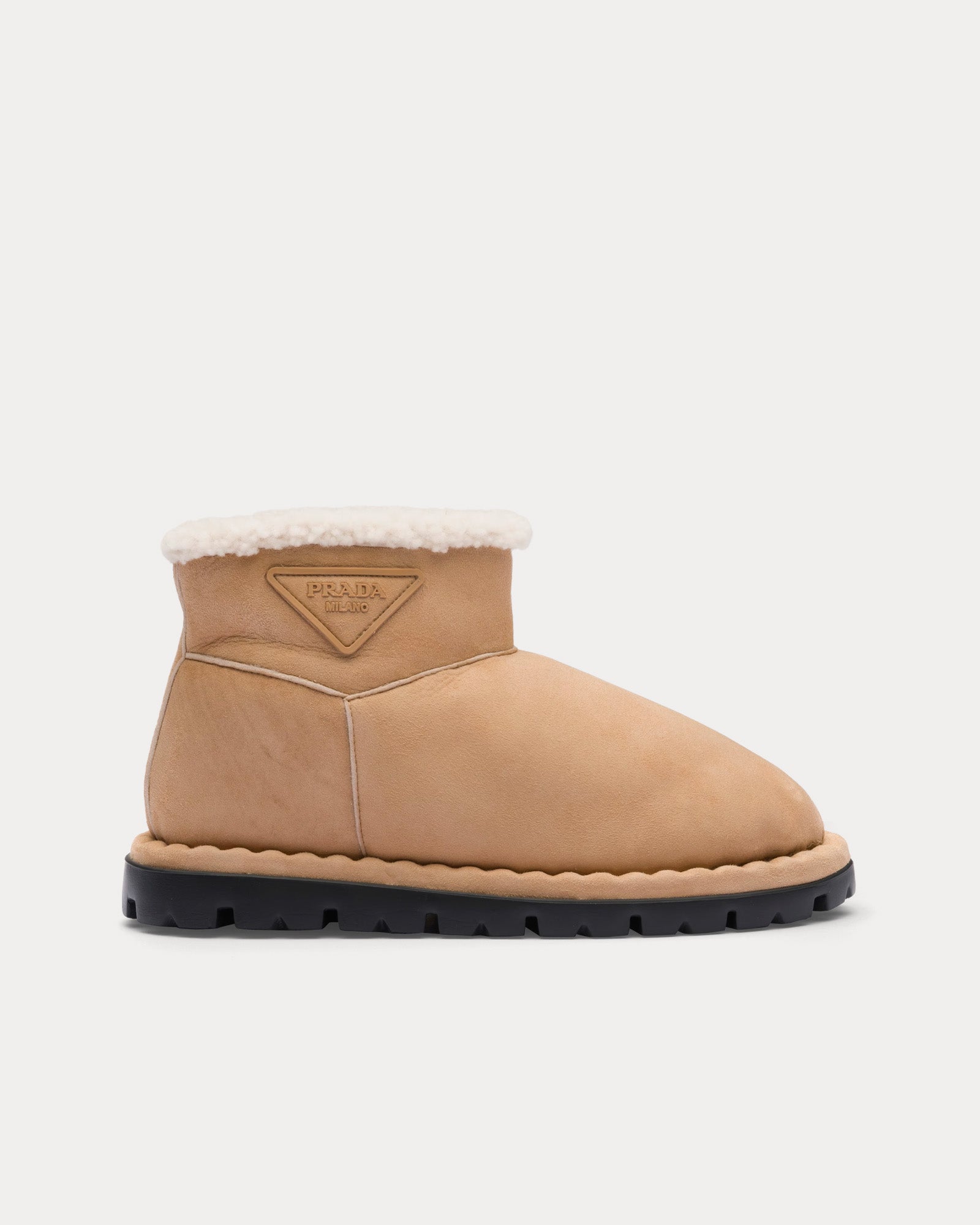 Prada Shearling Ecru Booties - 1