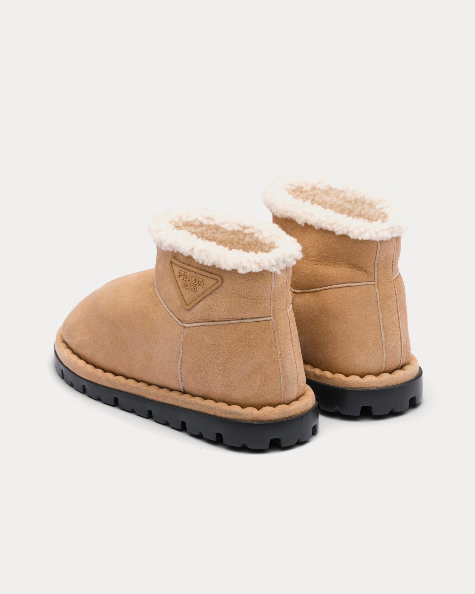 Prada Shearling Ecru Booties - 3