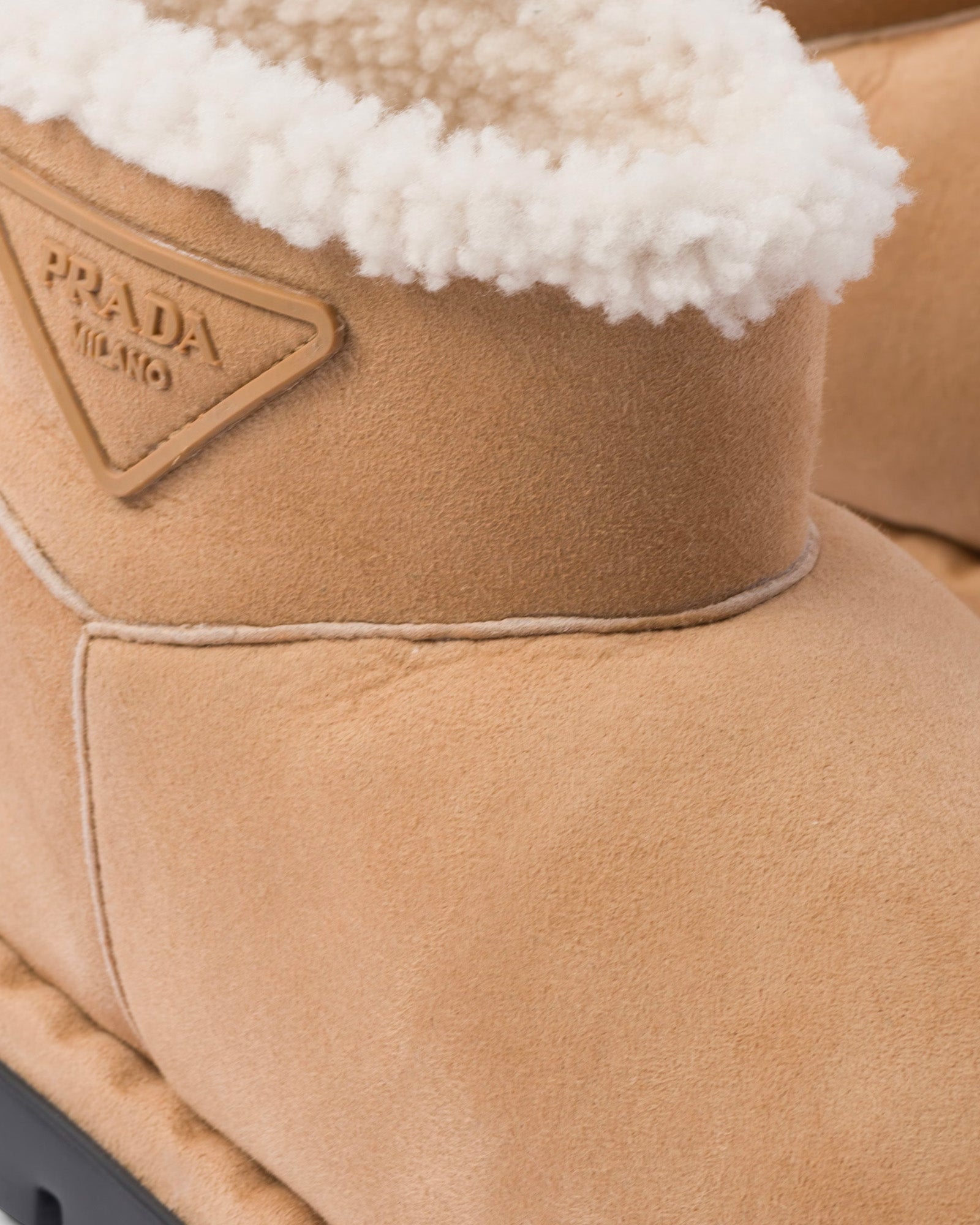 Prada Shearling Ecru Booties - 4