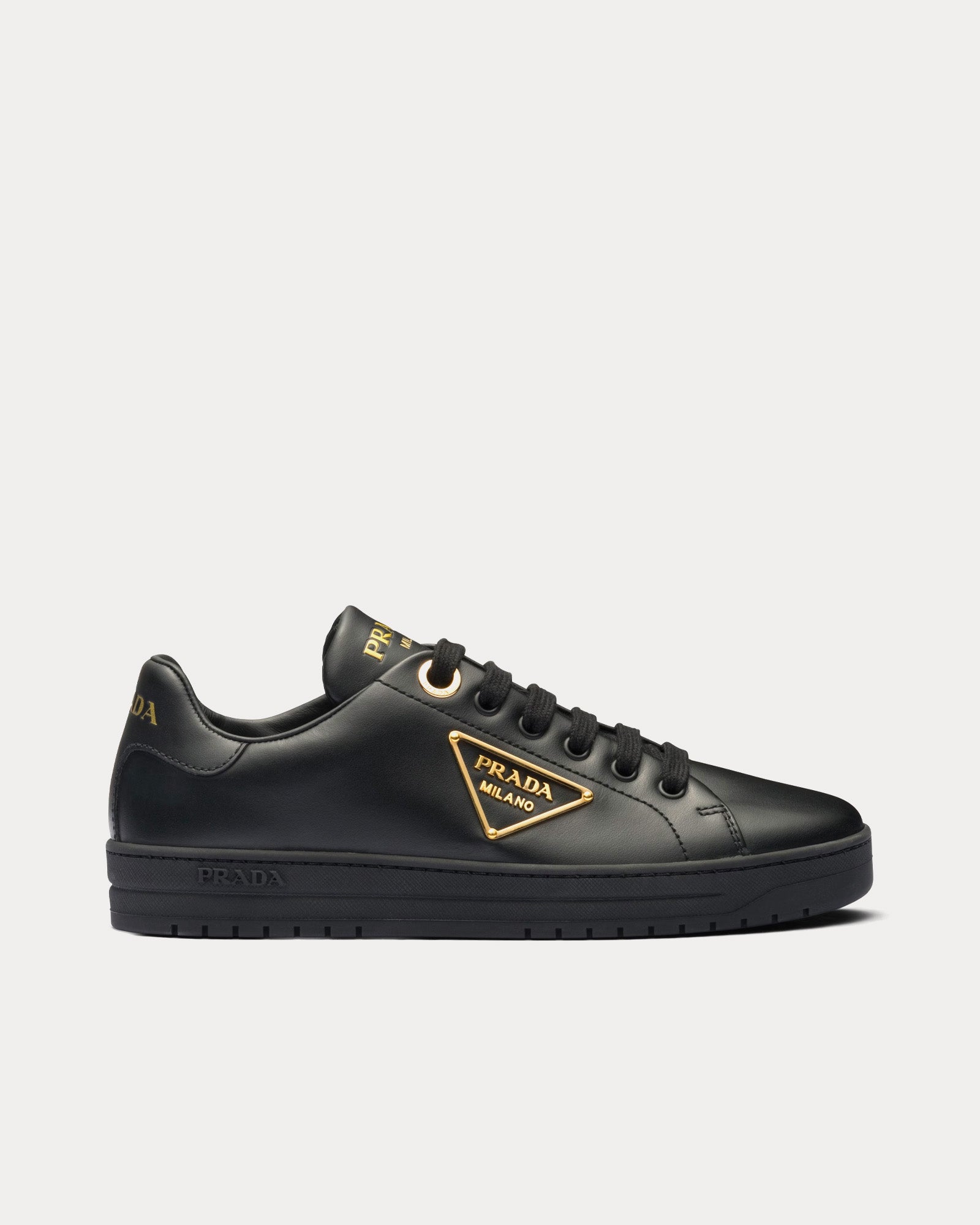 Prada Edge Leather Black Low Top Sneakers - 1