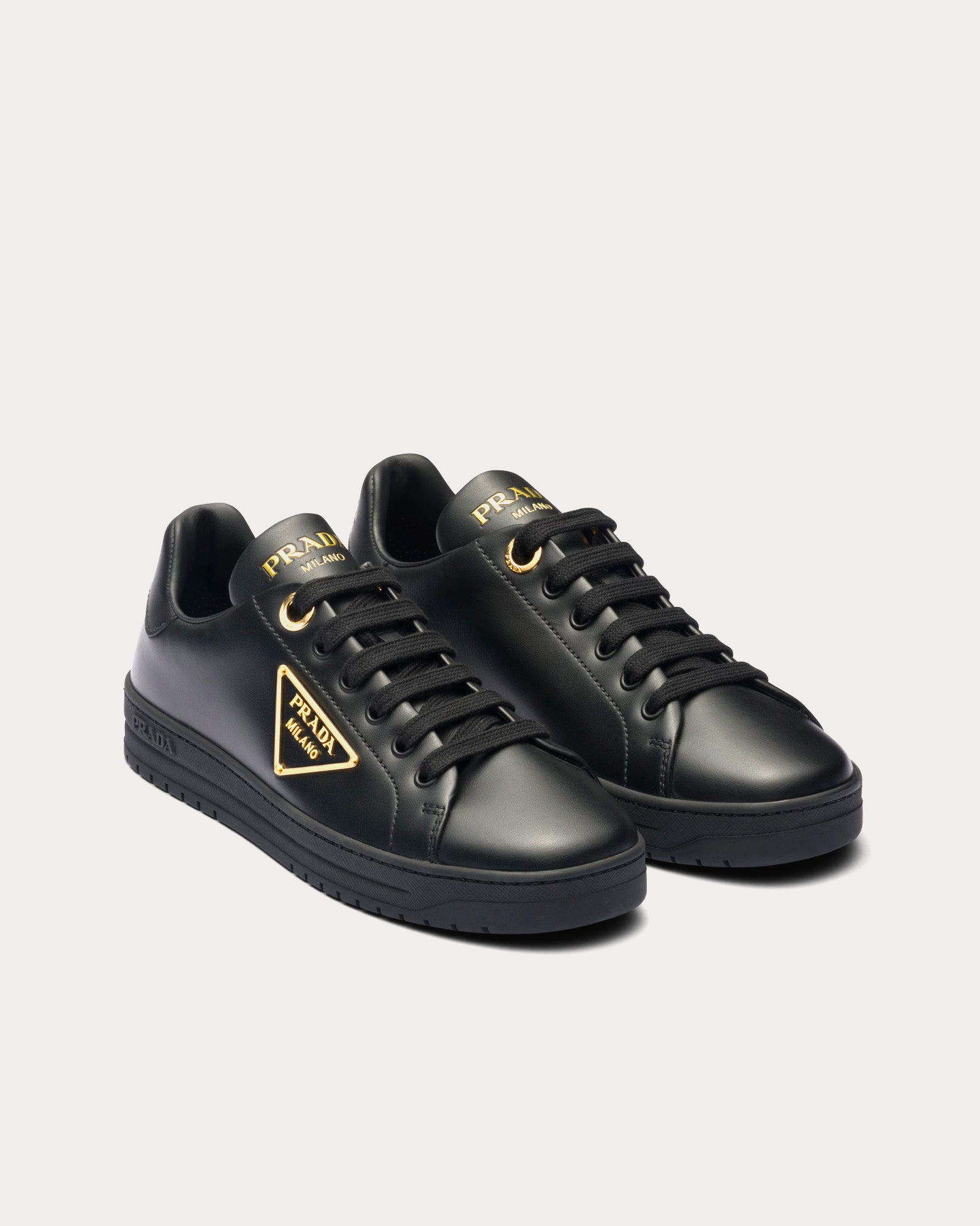 Prada Edge Leather Black Low Top Sneakers - 2