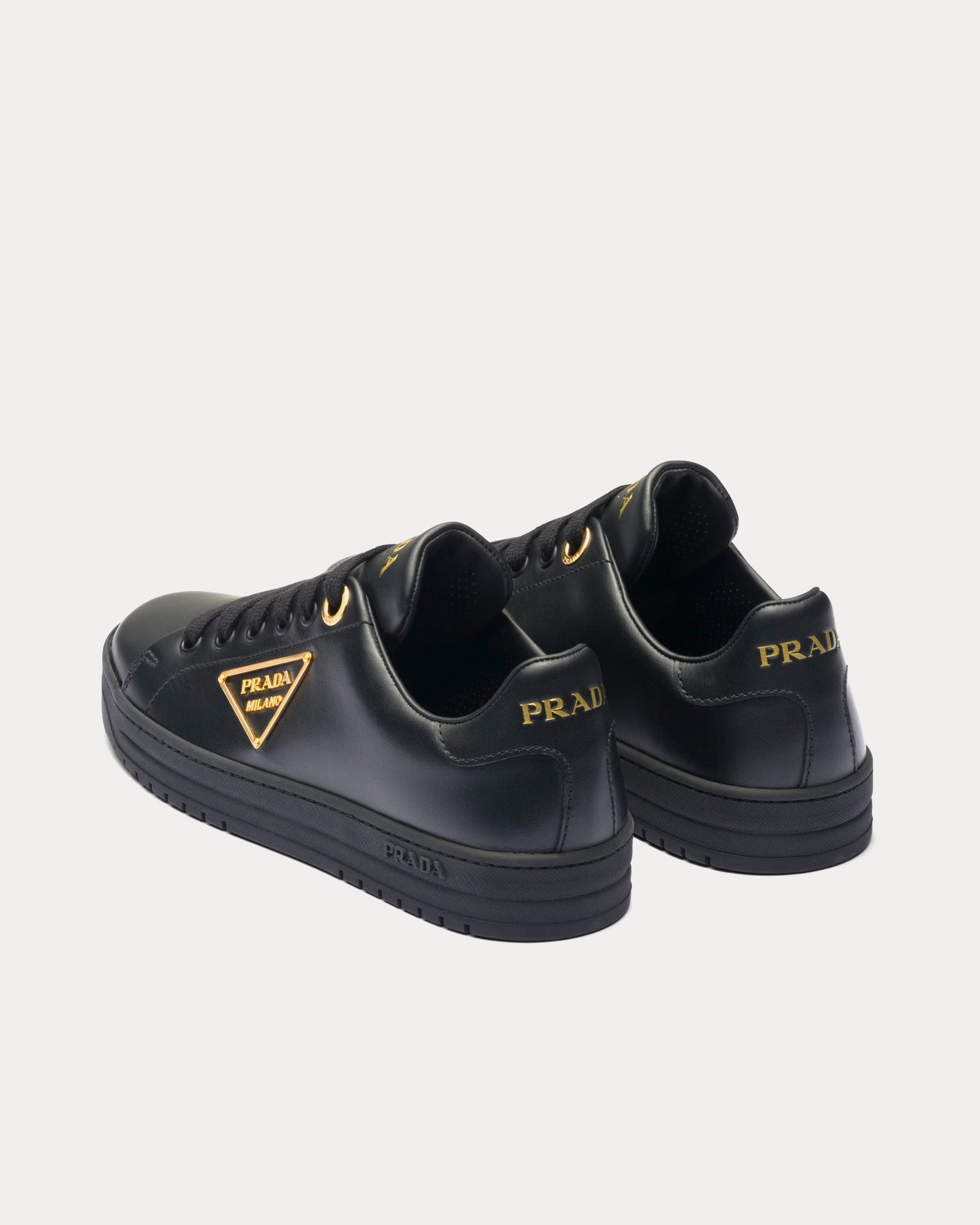 Prada Edge Leather Black Low Top Sneakers - 3