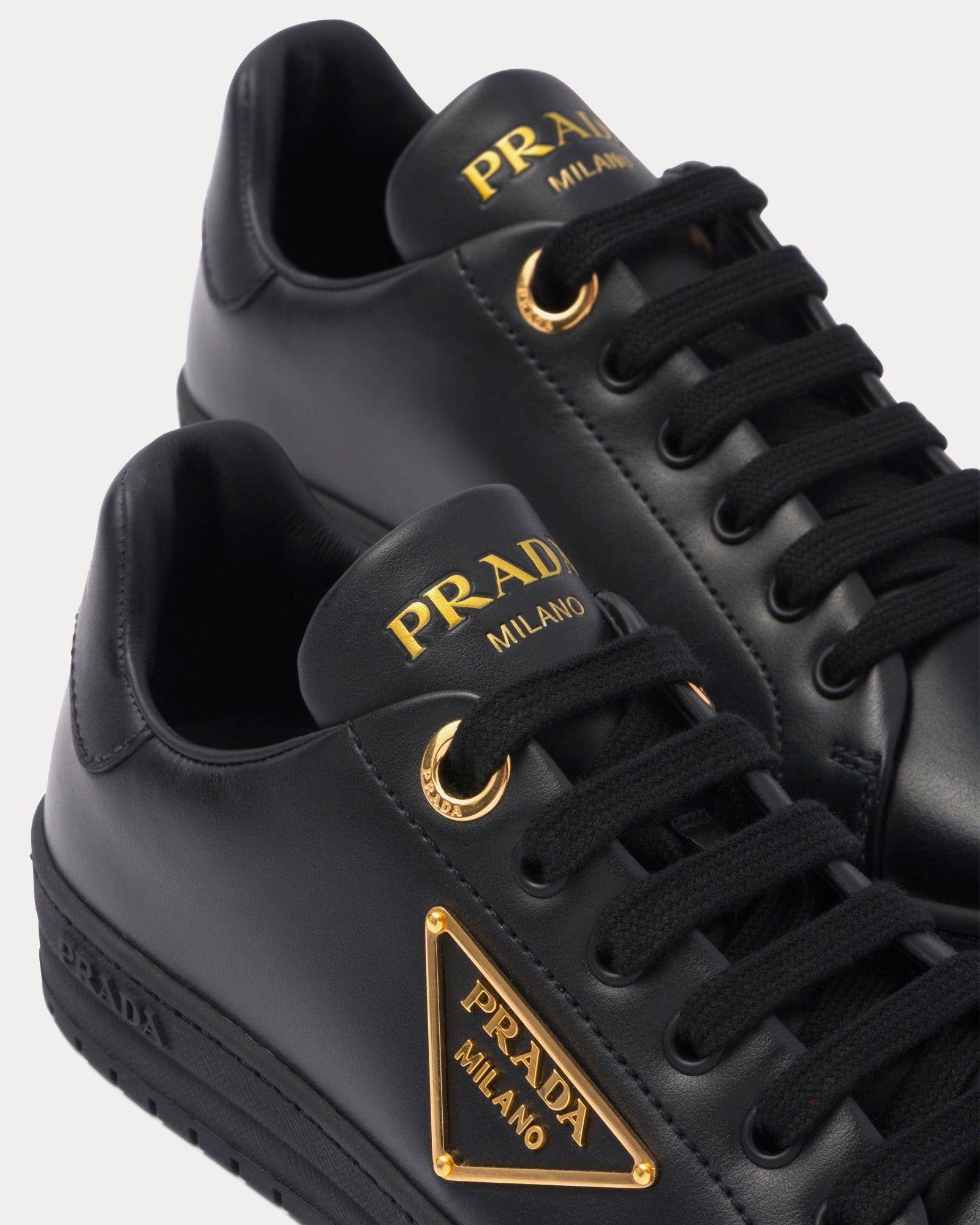 Prada Edge Leather Black Low Top Sneakers - 4