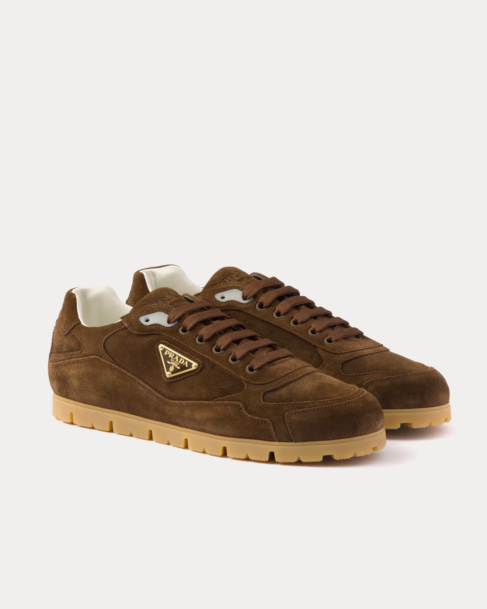 Prada Trail Faded Suede Dark Brown Low Top Sneakers - 3