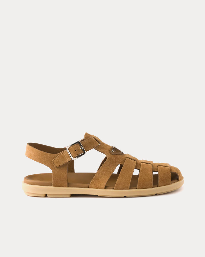 Prada Fisherman Suede Cinnamon Sandals - 1