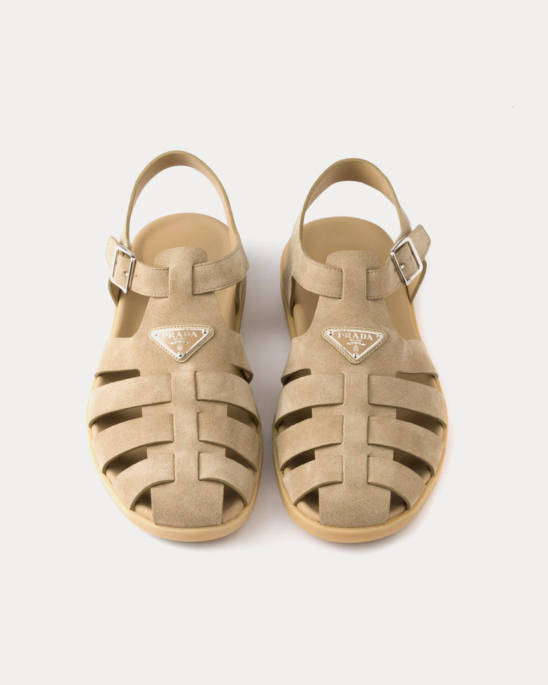 Prada Fisherman Suede Desert Beige Sandals - 2