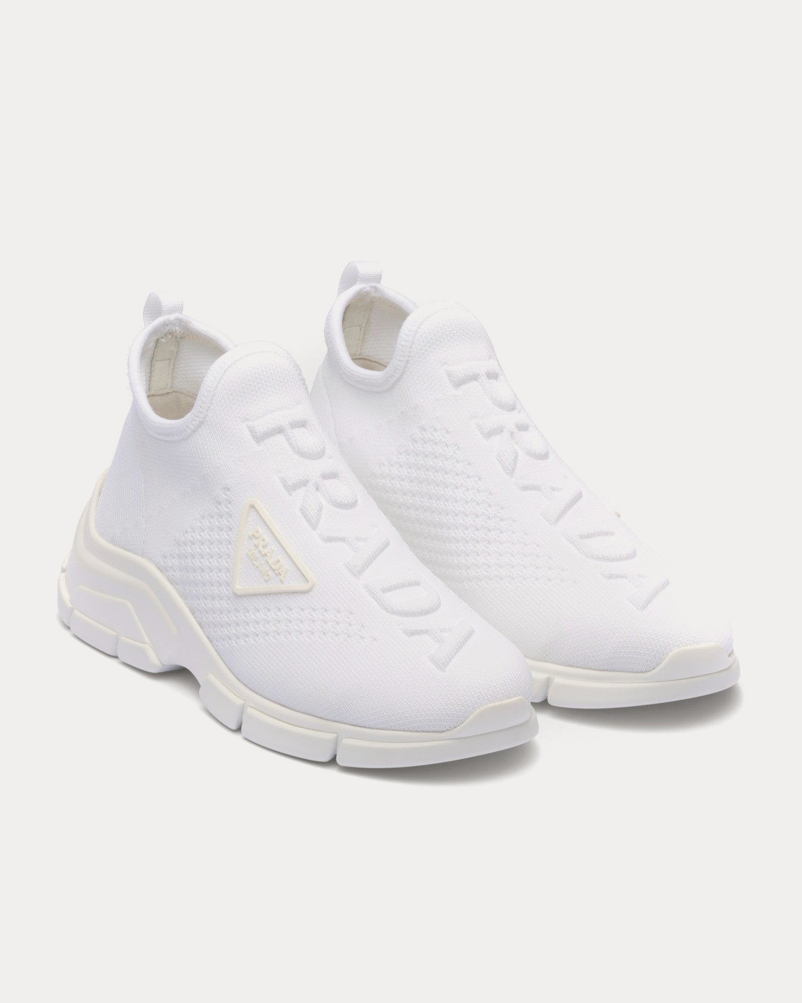 Prada Knit Sock White Slip On Sneakers - 2