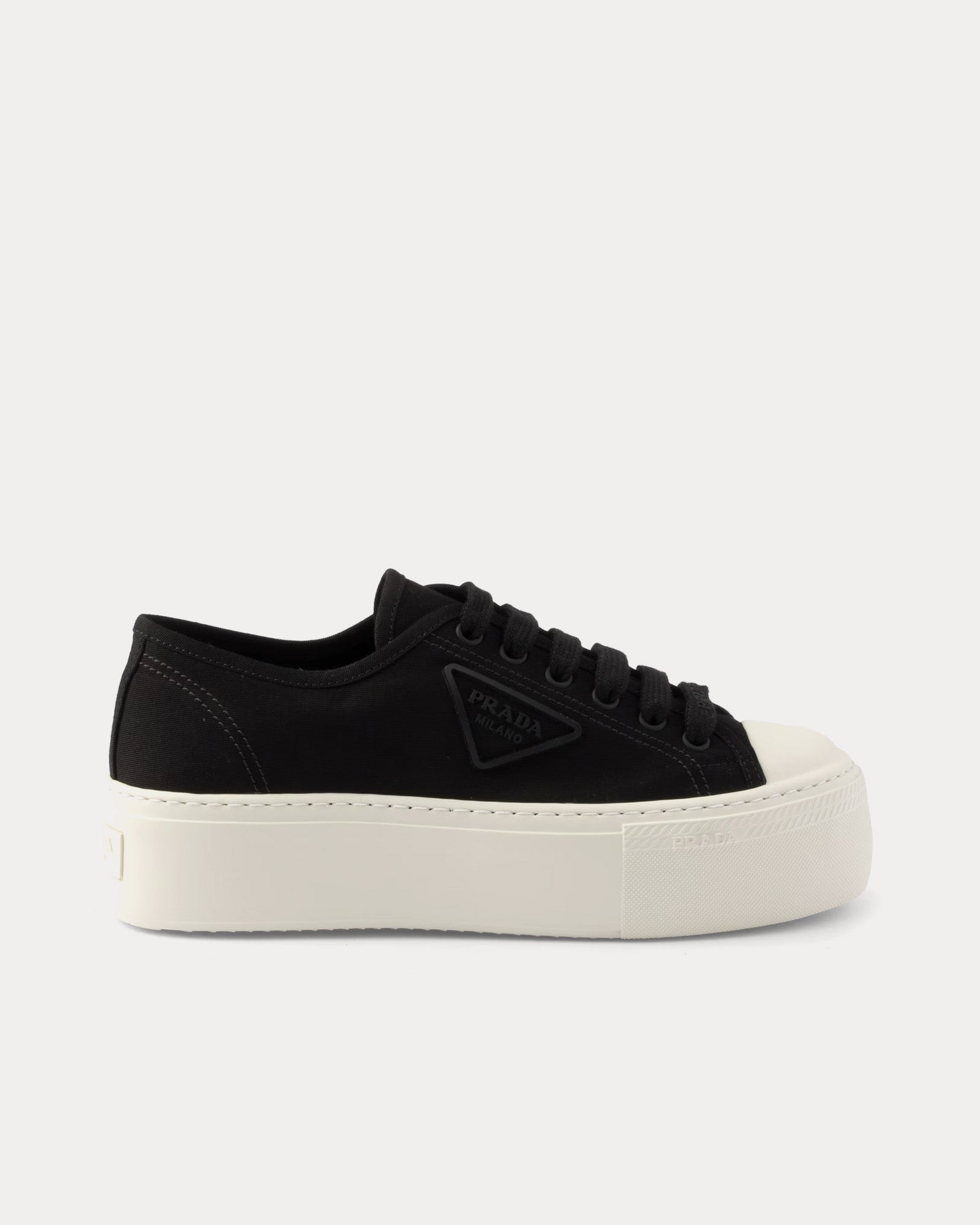 Prada Laced Fabric Black Low Top Sneakers - 1