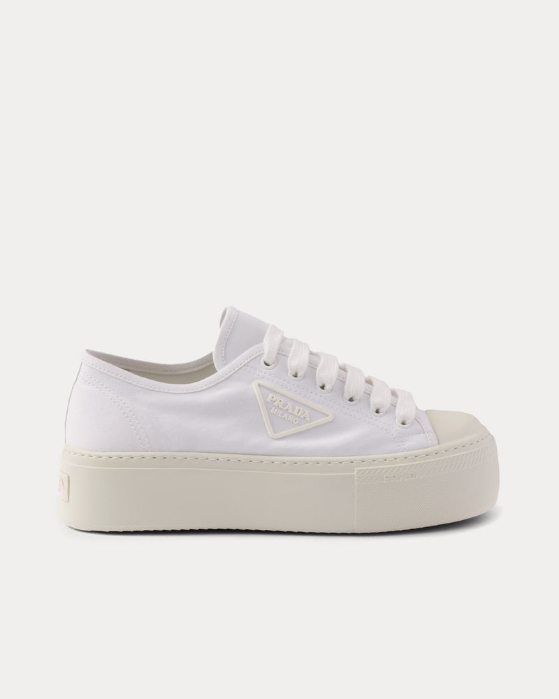 Prada Laced Fabric White Low Top Sneakers - 1