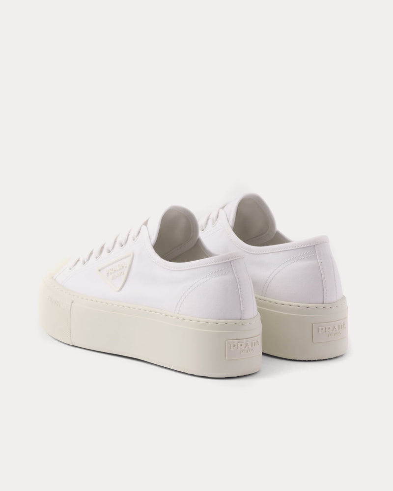 Prada Laced Fabric White Low Top Sneakers - 3