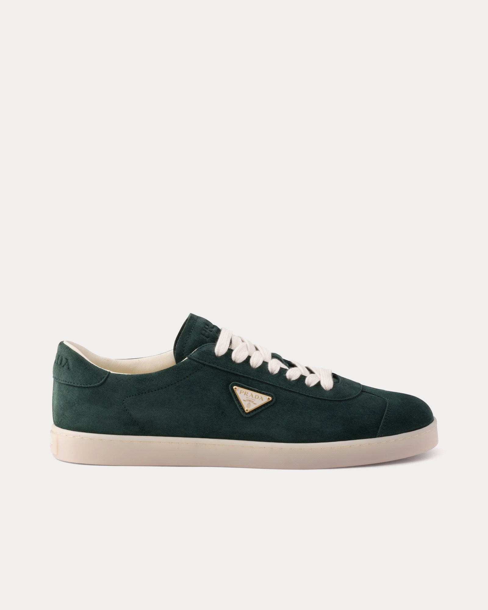 Prada Lane Suede Bottle Green Low Top Sneakers - 1