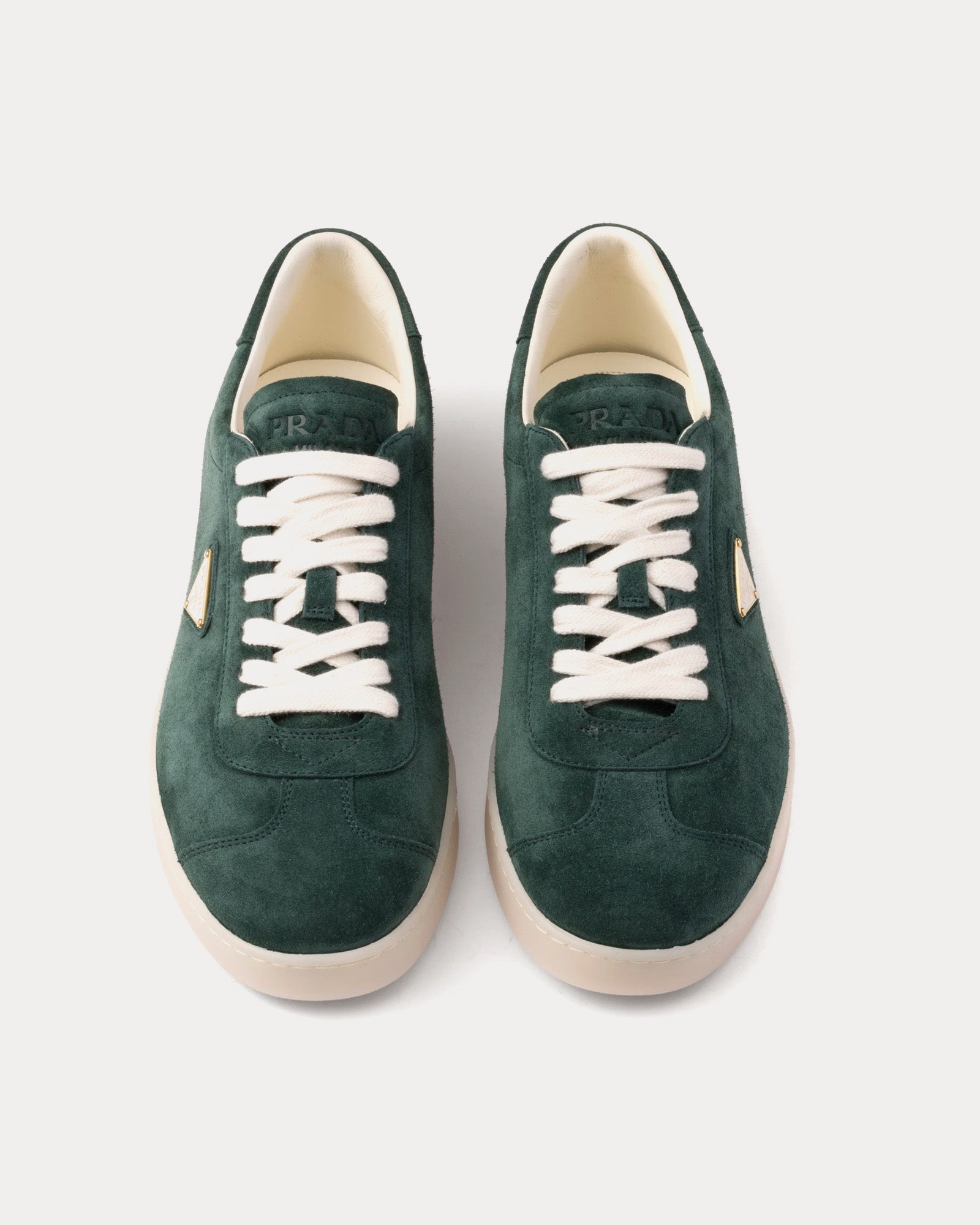 Prada Lane Suede Bottle Green Low Top Sneakers - 2