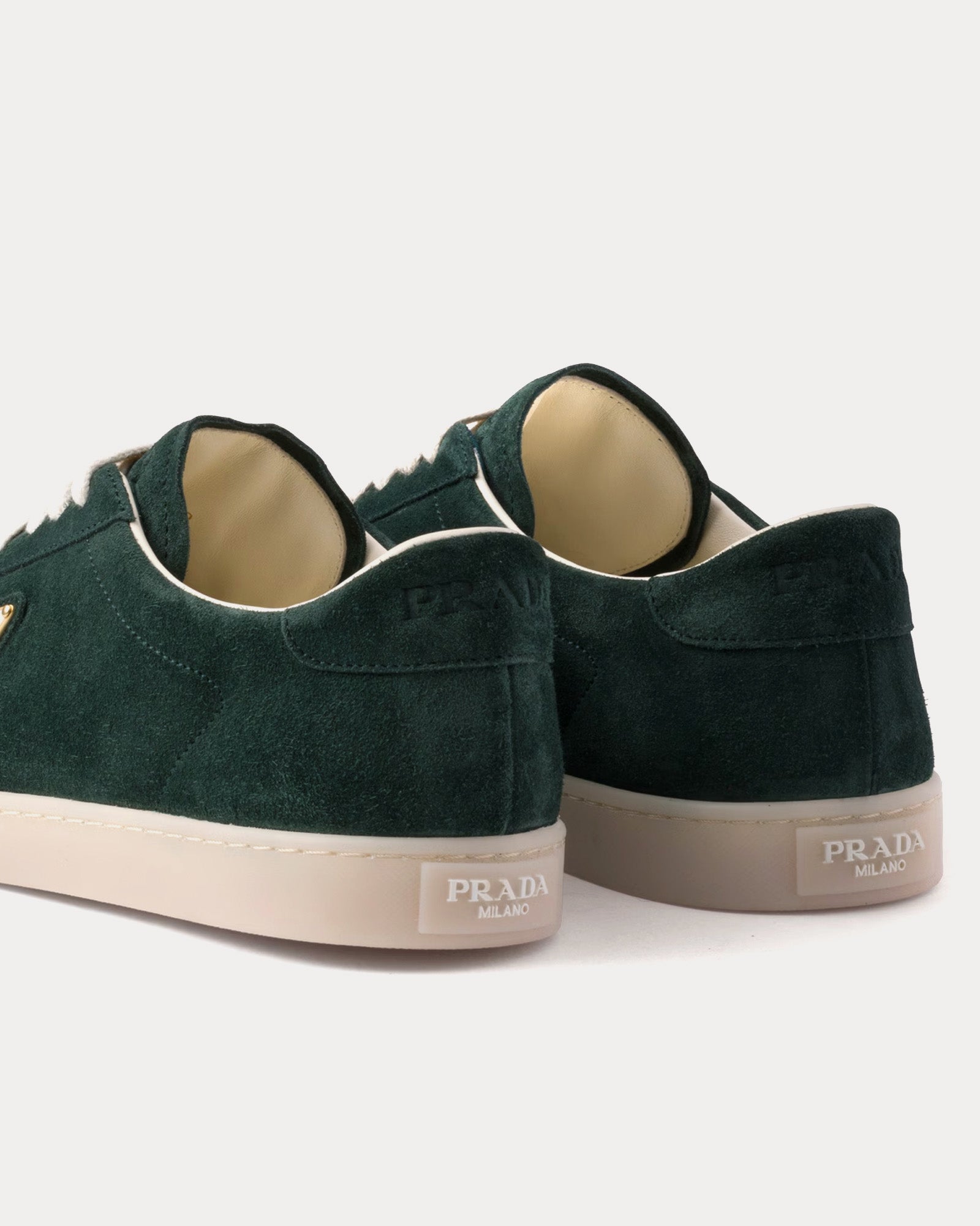 Prada Lane Suede Bottle Green Low Top Sneakers - 4