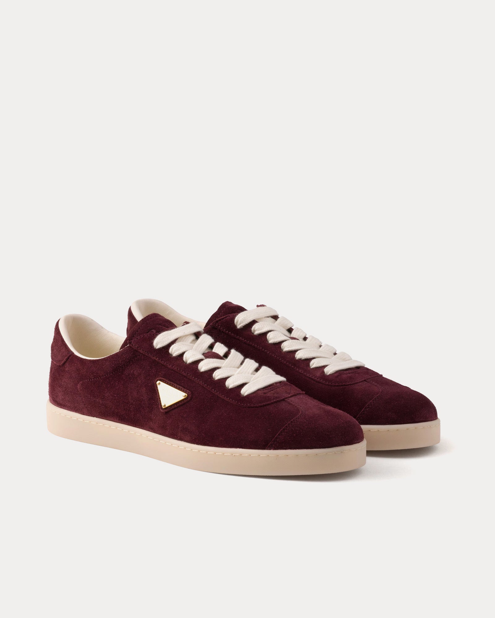 Prada Lane Suede Burgundy Low Top Sneakers - 3