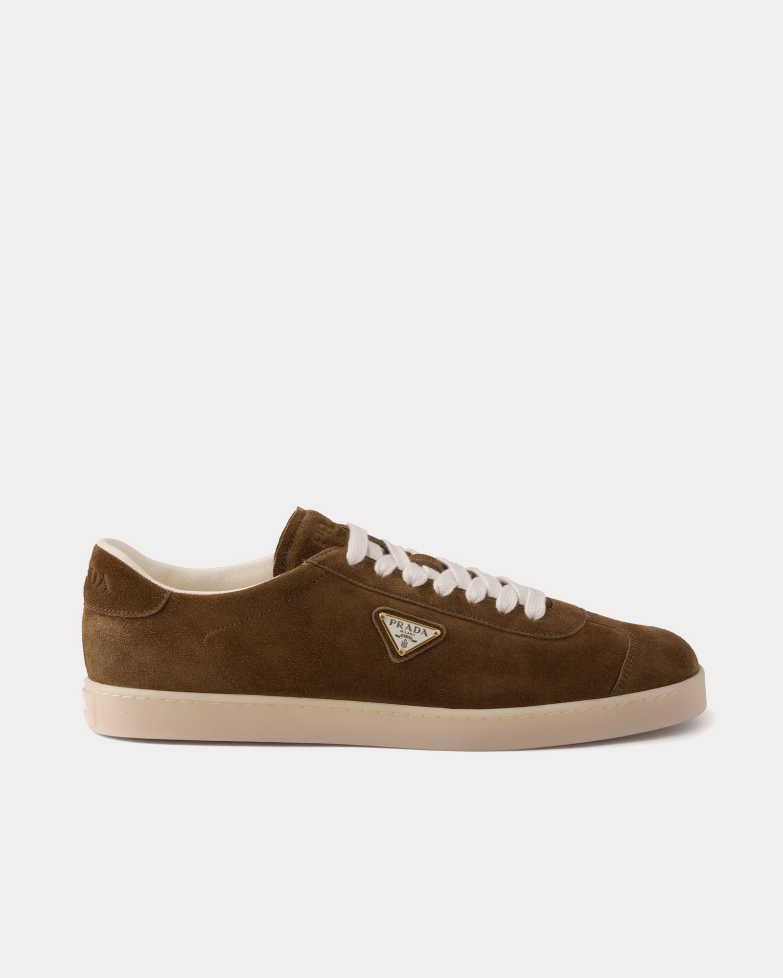 Prada Lane Suede Light Brown Low Top Sneakers - 1