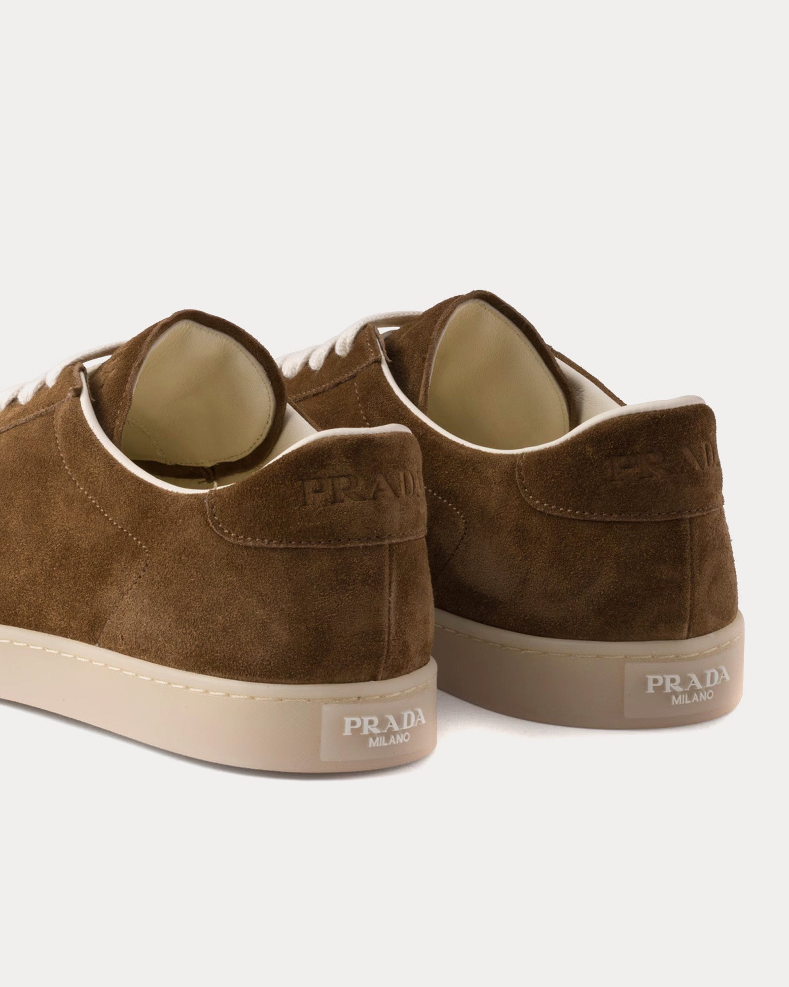 Prada Lane Suede Light Brown Low Top Sneakers - 4