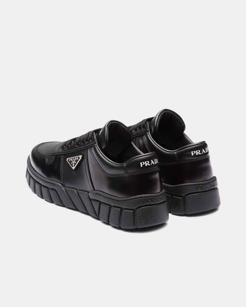 Prada Leather with Geometric Tread Black Low Top Sneakers - Sneak in Peace