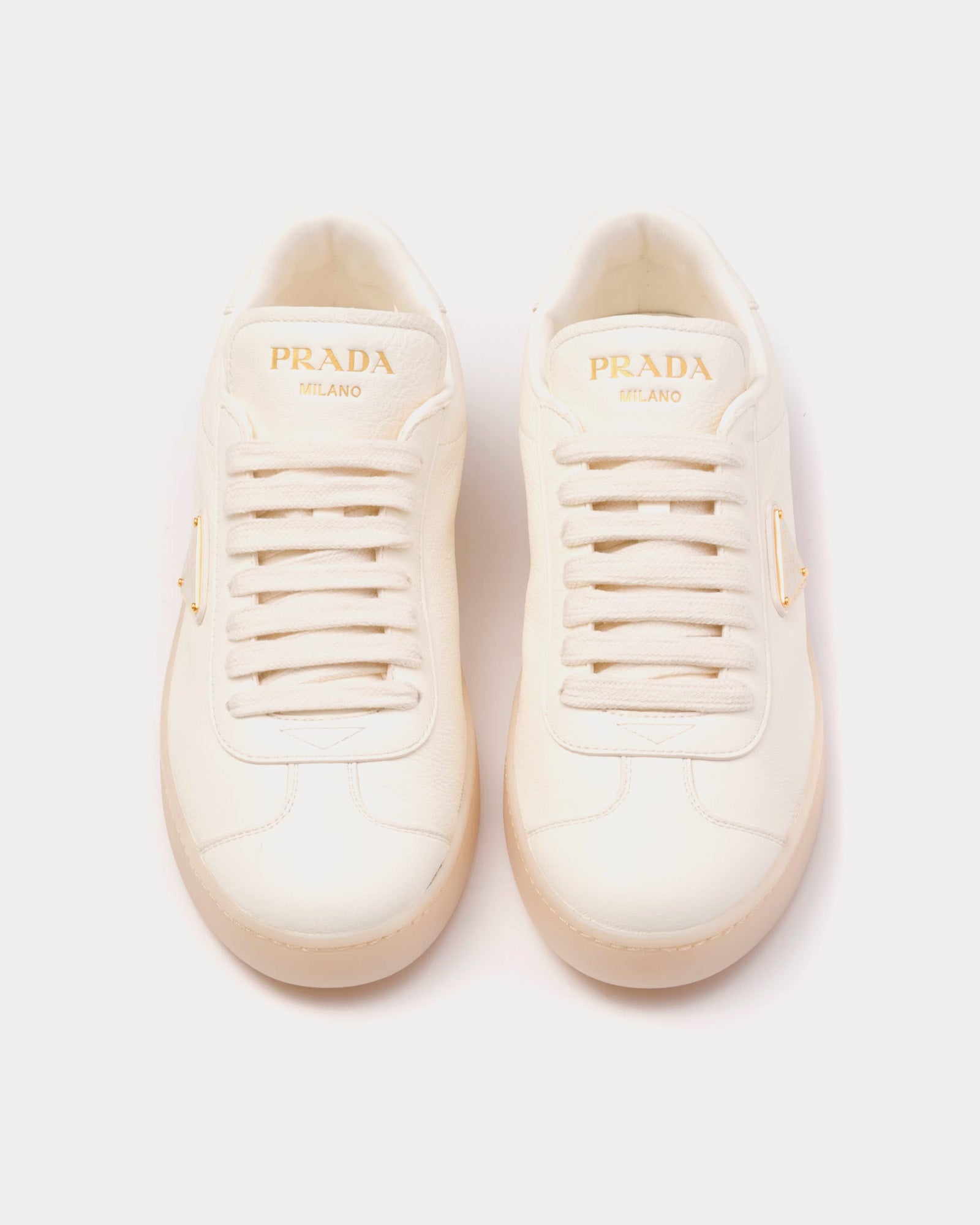 Prada Leather Ivory Low Top Sneakers - 2