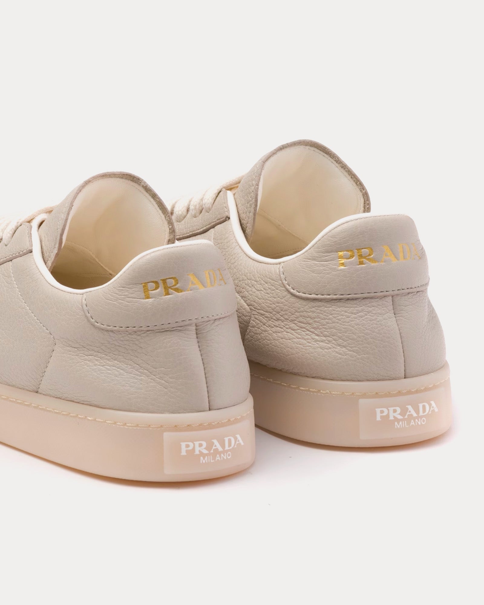 Prada Leather Pumice Stone Low Top Sneakers - 3