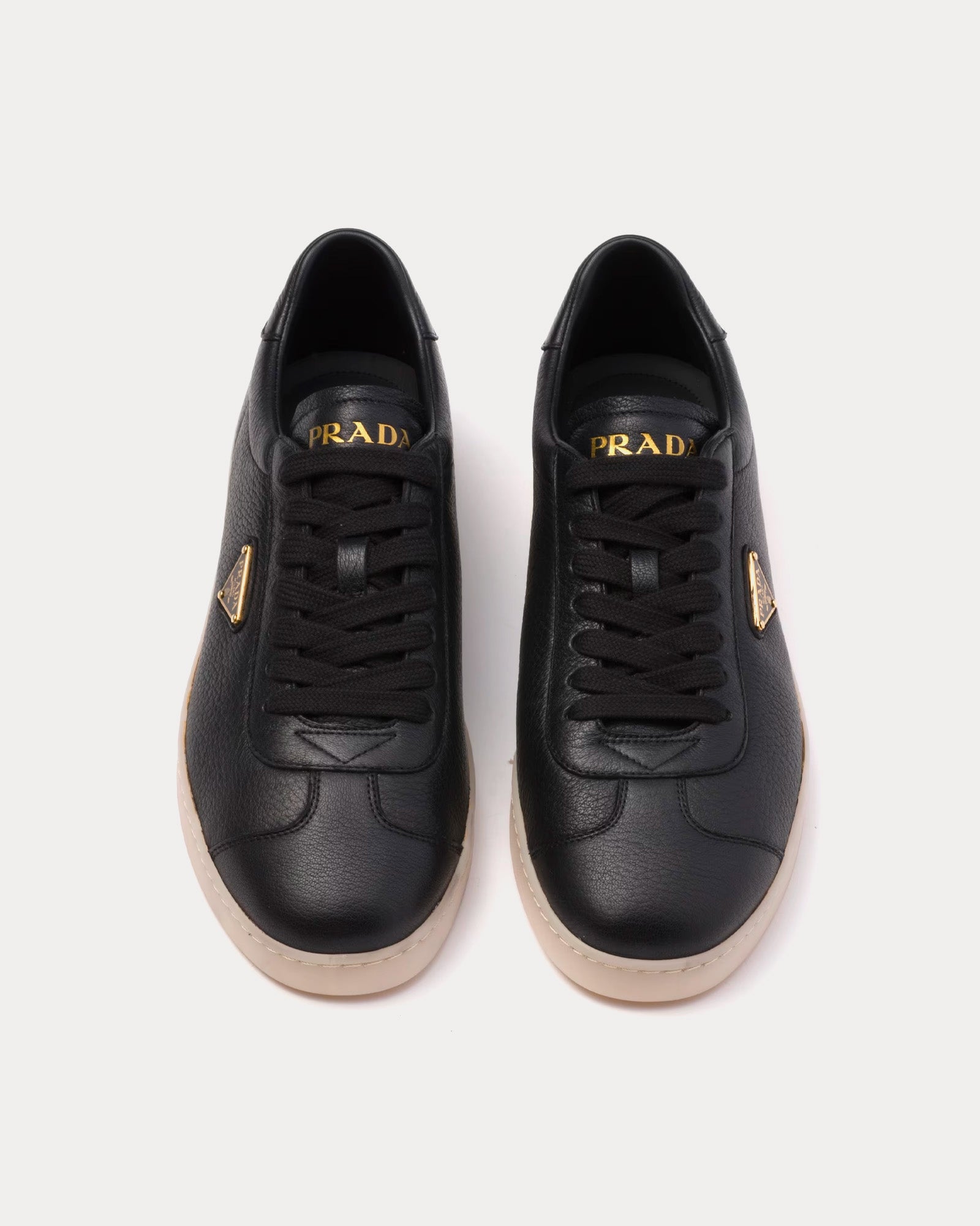 Prada Lane Leather Black Low Top Sneakers - 2