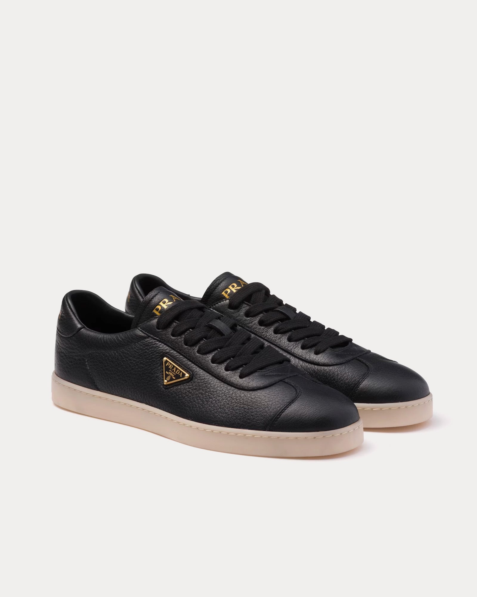 Prada Lane Leather Black Low Top Sneakers - 3