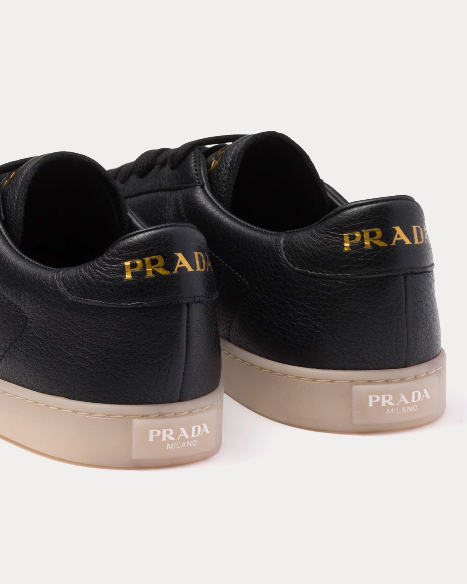 Prada Lane Leather Black Low Top Sneakers - 4