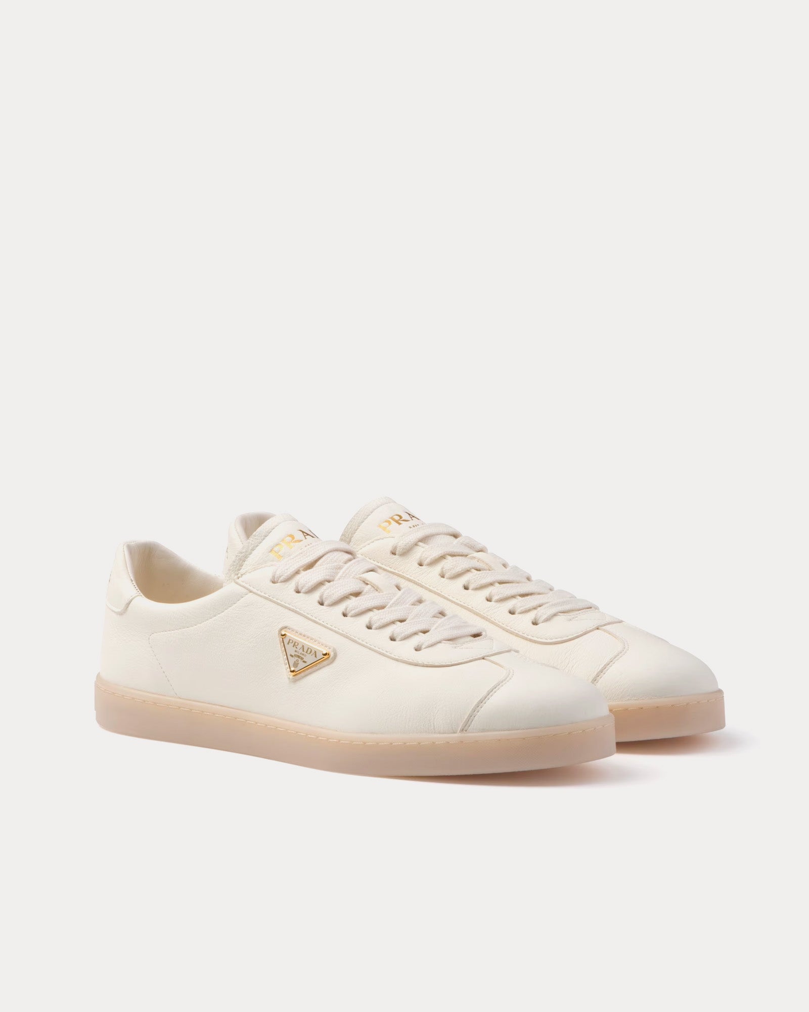 Prada Lane Leather Ivory Low Top Sneakers - 3