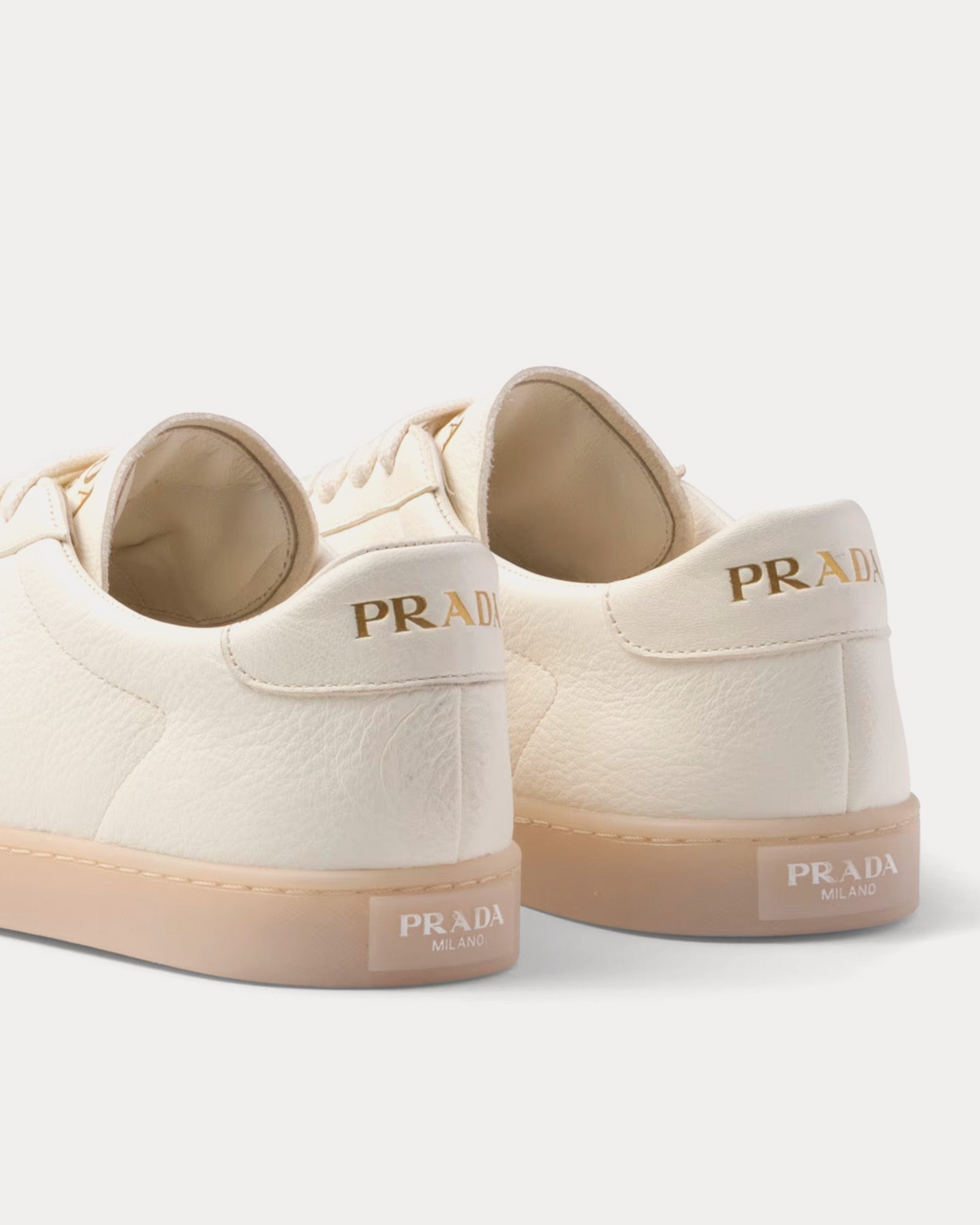 Prada Lane Leather Ivory Low Top Sneakers - 4