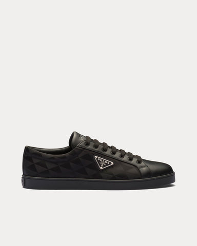 Prada Leather & Re-Nylon Black Low Top Sneakers