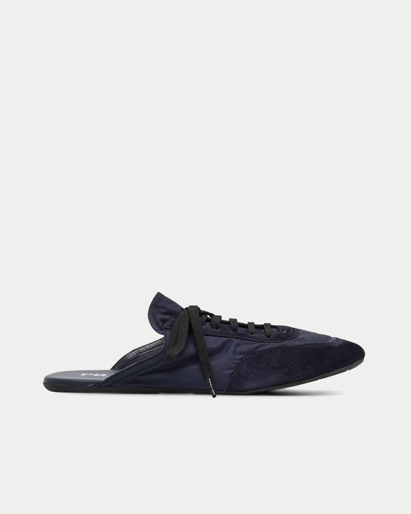 Prada Open-Back Nylon & Suede Bleu Slip on Sneakers - 1