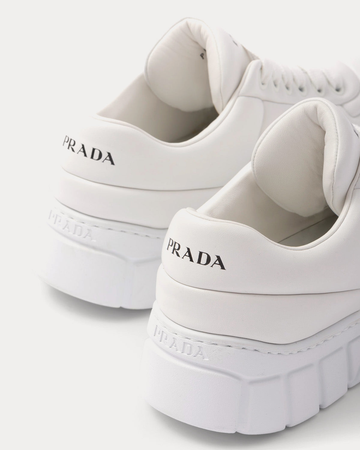 Prada Padded Nappa Leather White Low Top Sneakers - 3