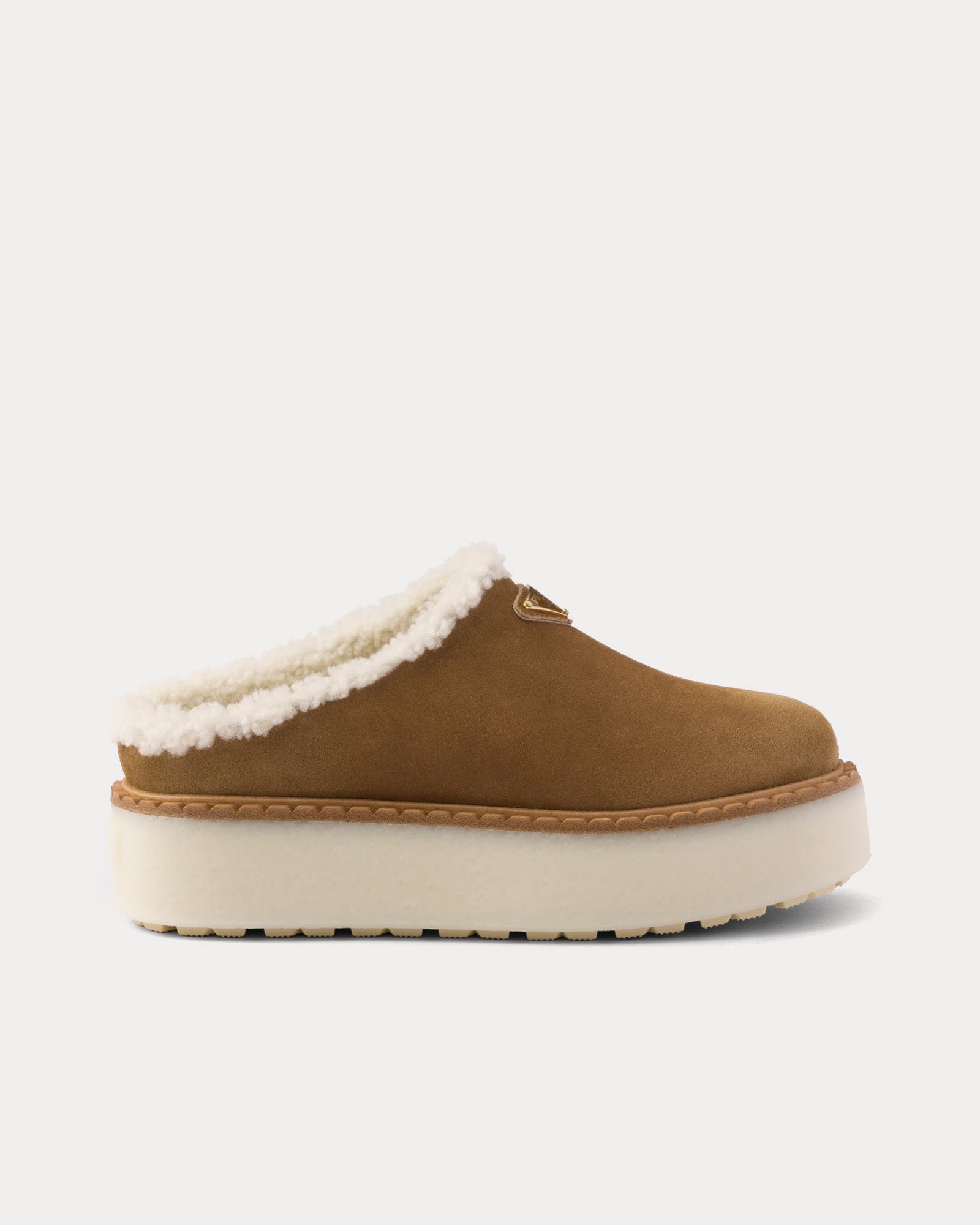 Prada Platform Suede Cinnamon Mules - 1