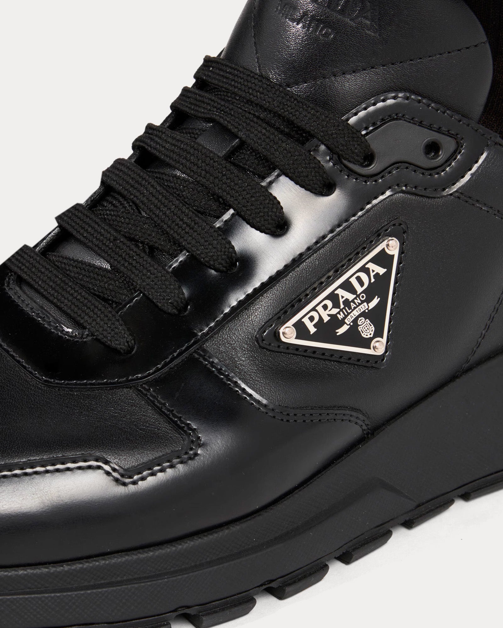 Prada Prax 01 Leather Black Low Top Sneakers - 4