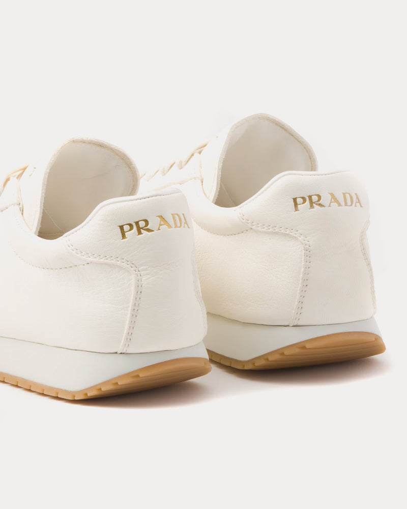 Prada Leather Ivory Low Top Sneakers - 3