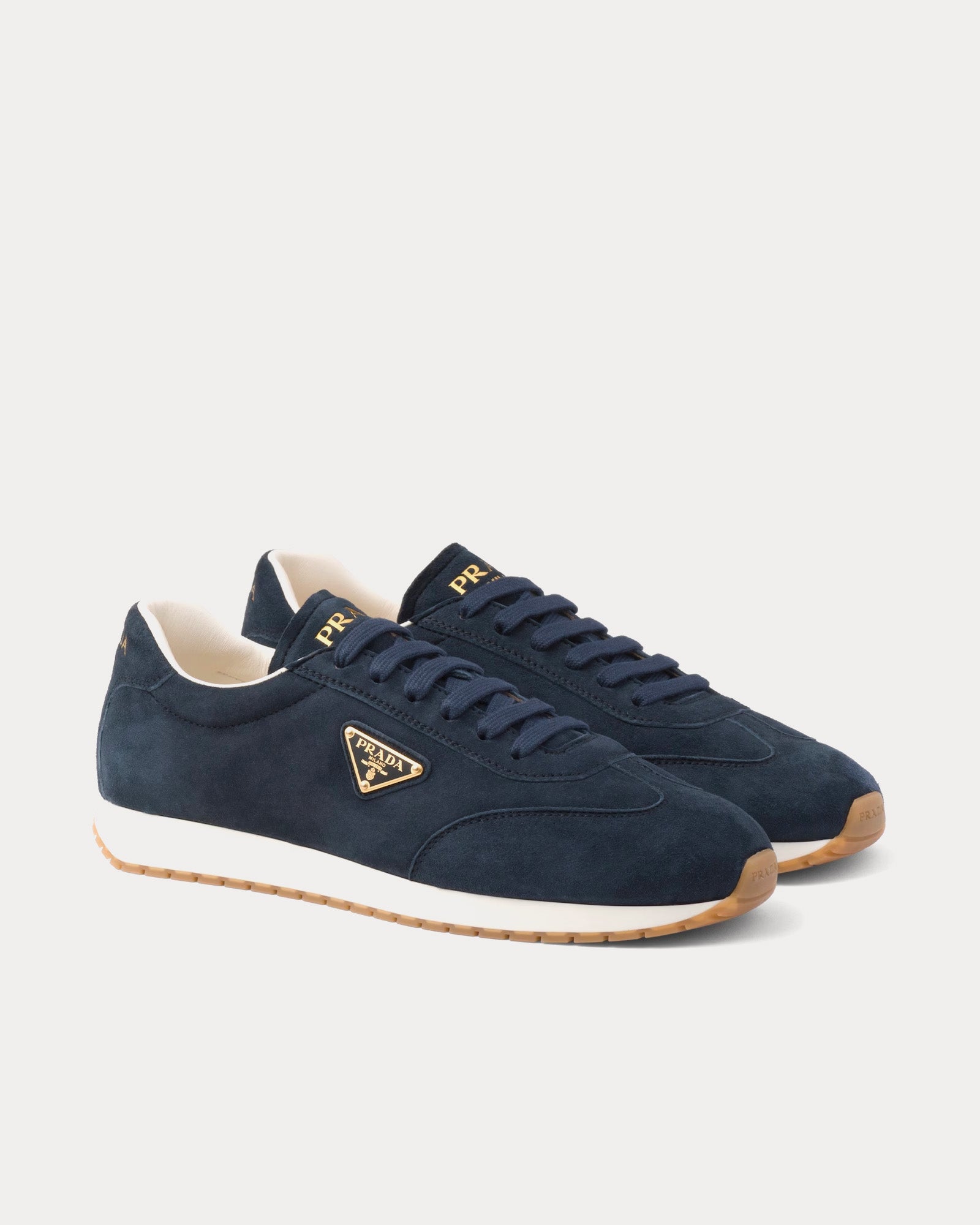 Prada Rank Suede Navy Low Top Sneakers - 3