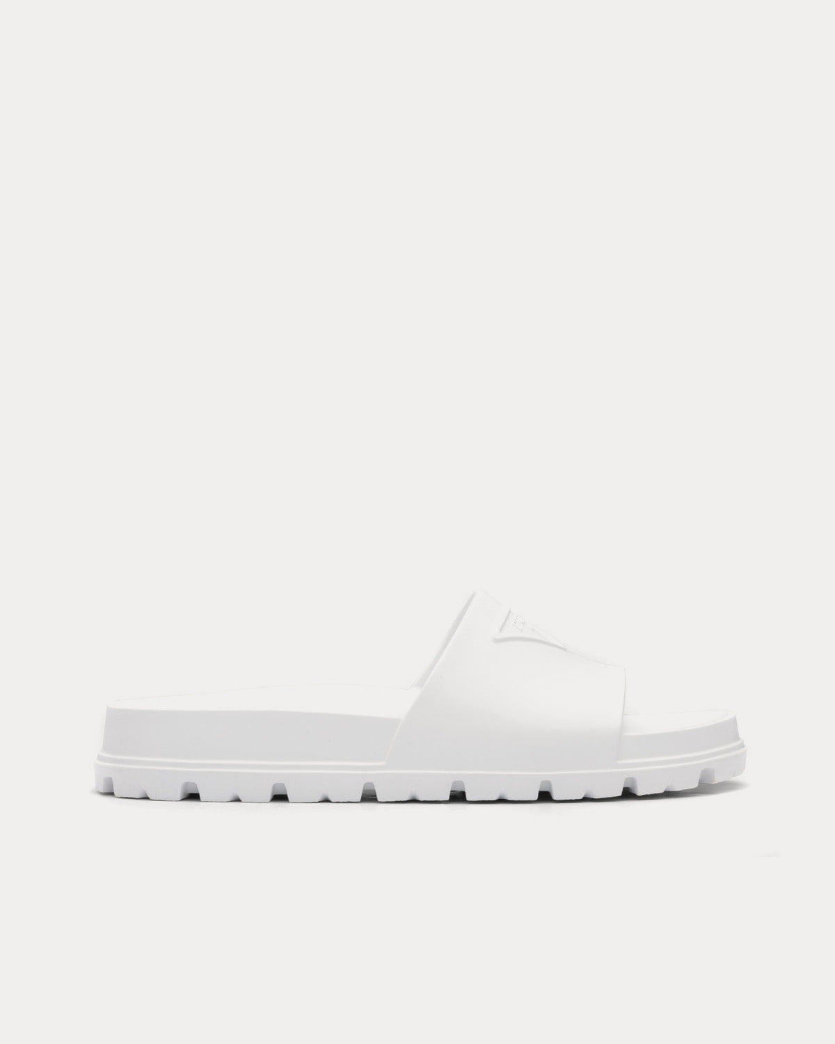 Prada Rubber White Slides - 1